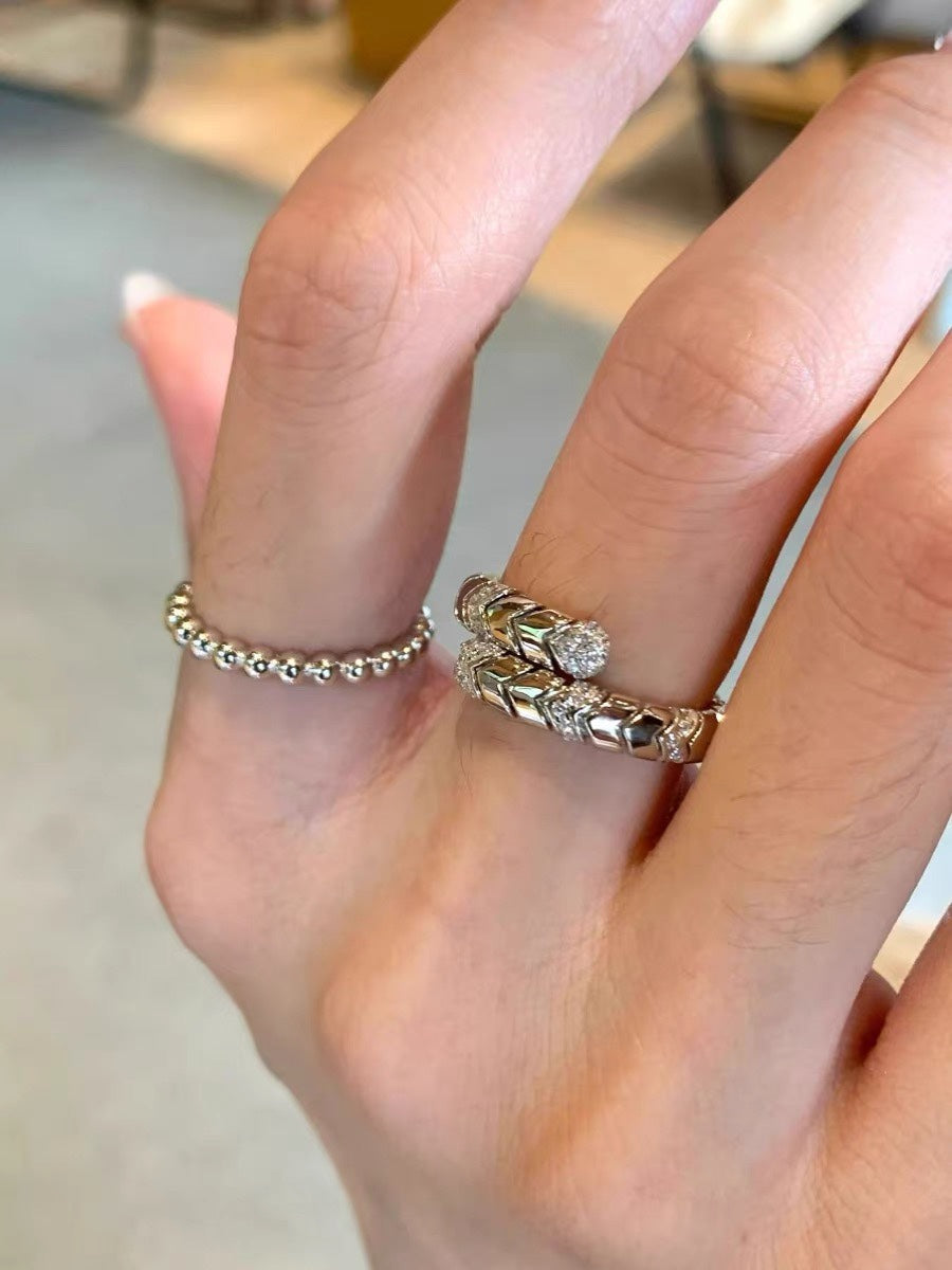 18K BVLGARI Serpenti Viper Pave Diamond Ring