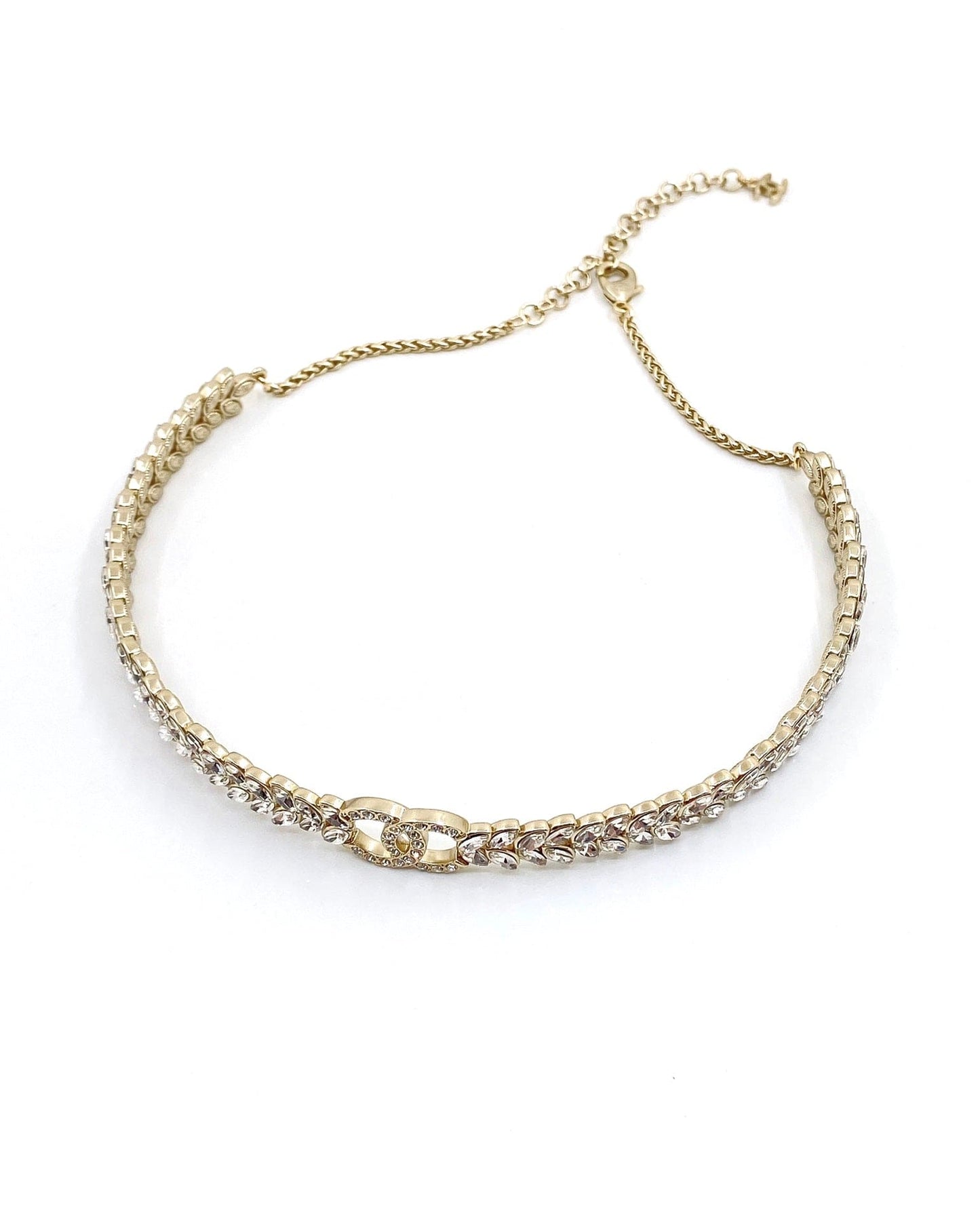 18K  Chanel Chain Choker Diamonds Necklace