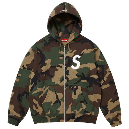 Supreme S Logo Zip Up Hooded Sweatshirt