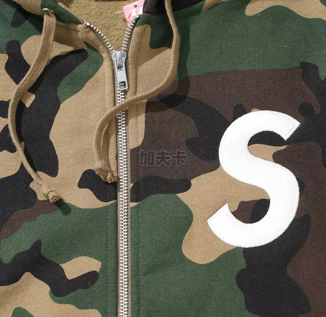 Supreme S Logo Zip Up Hooded Sweatshirt