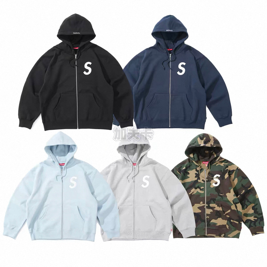 Supreme S Logo Zip Up Hooded Sweatshirt