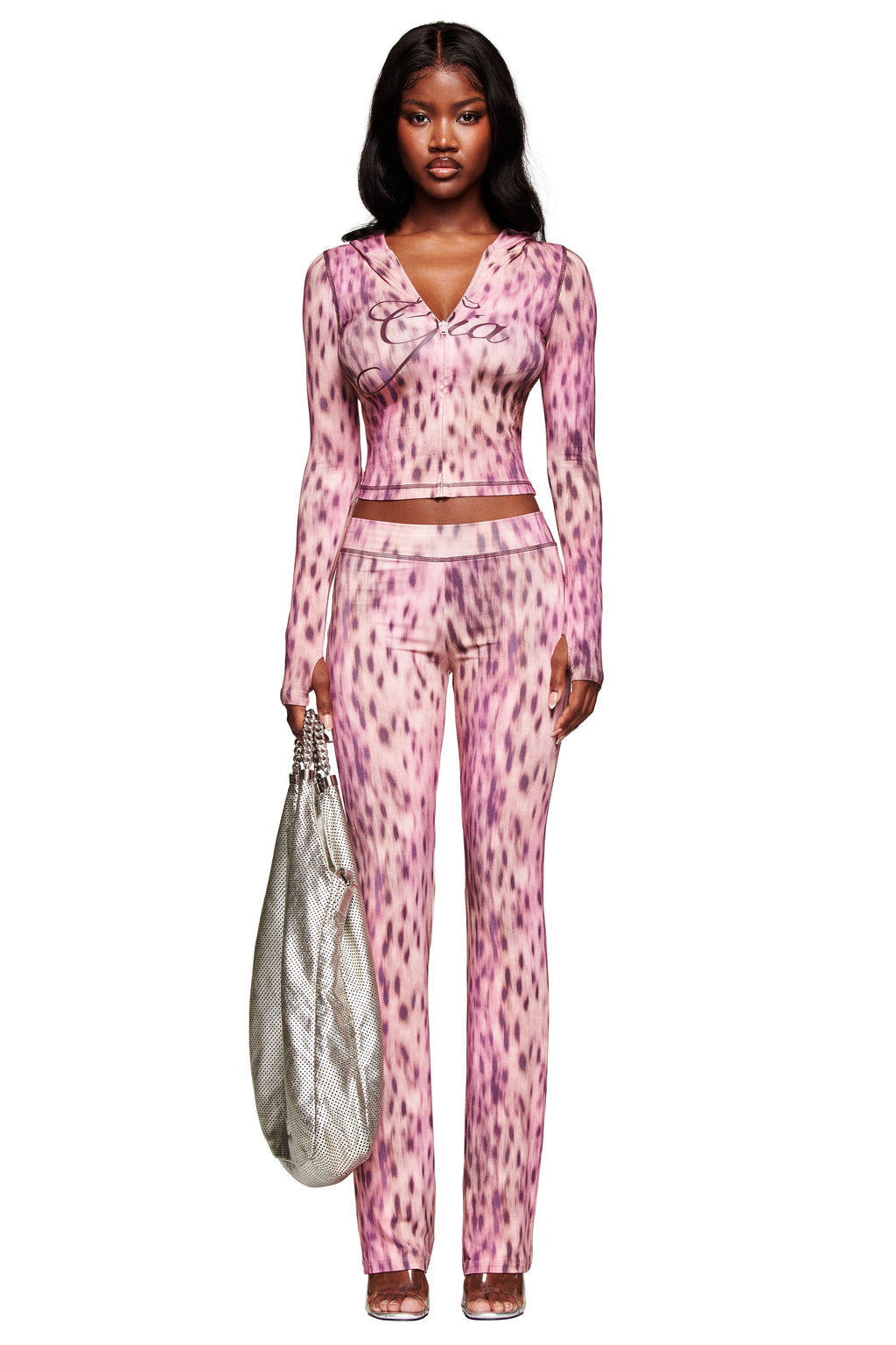 BLARE TRACKPANT - PINK BLURRED CHEETAH