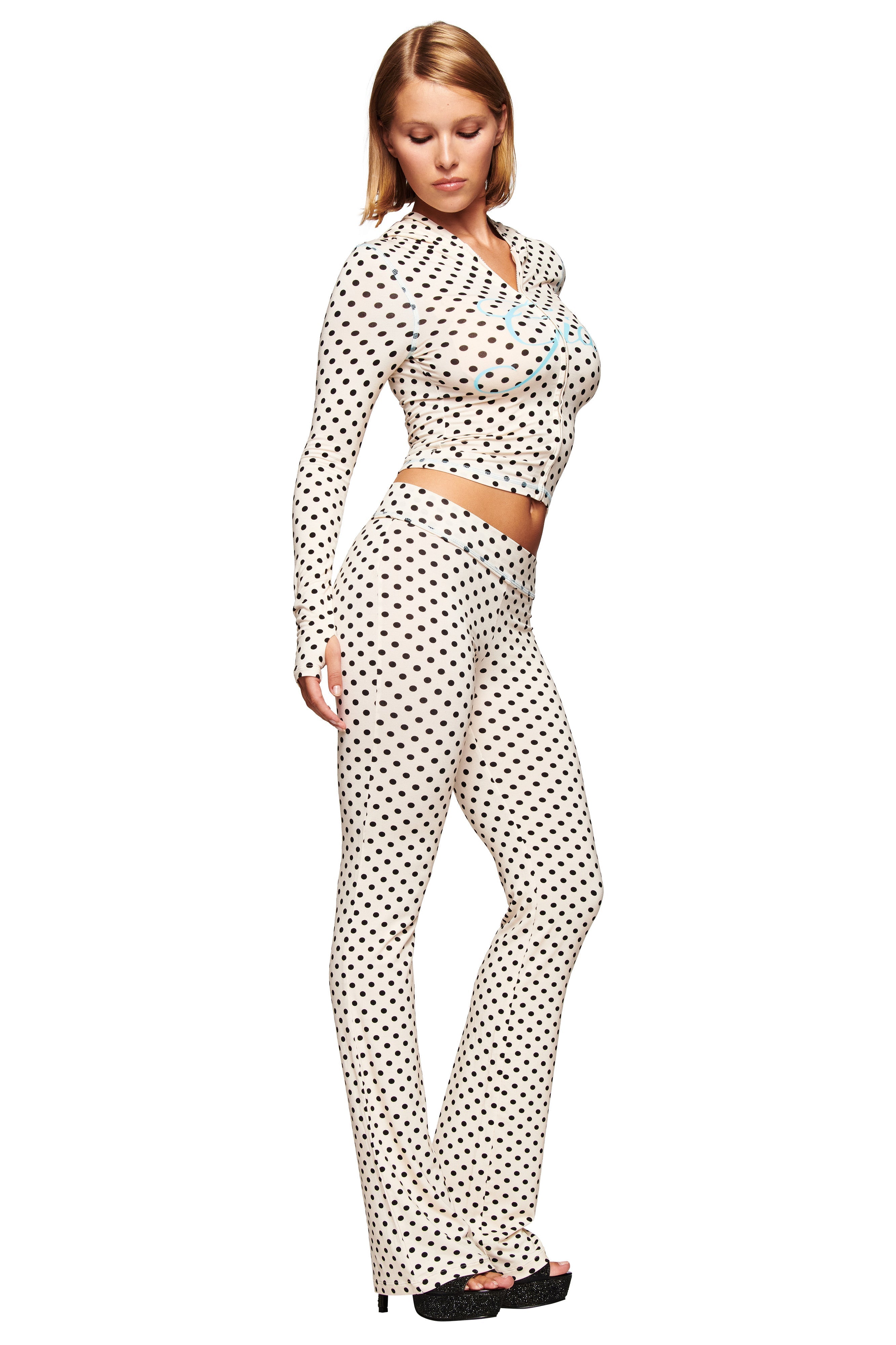 BLARE HOODIE - CREAM POLKA DOT
