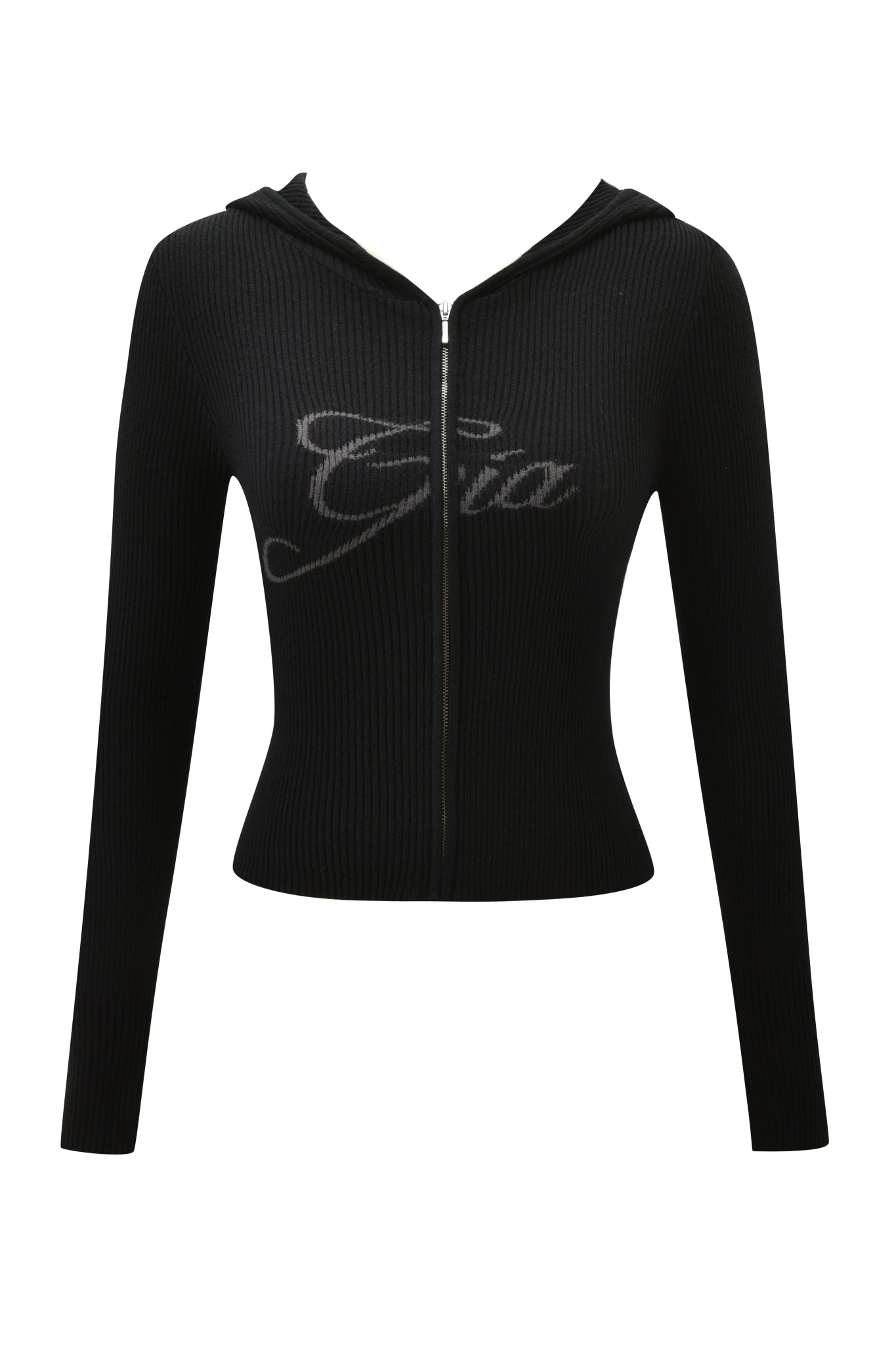 BLARE KNIT HOODIE - BLACK