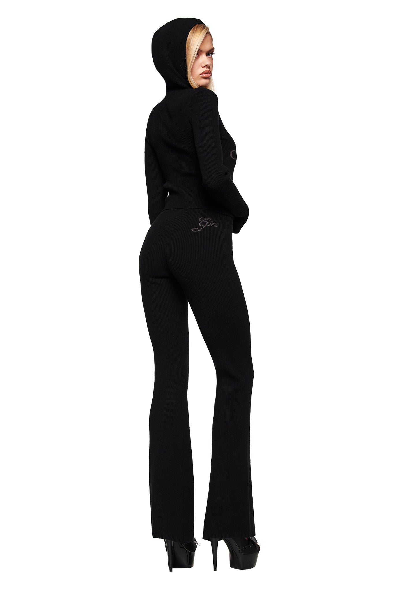BLARE KNIT HOODIE - BLACK