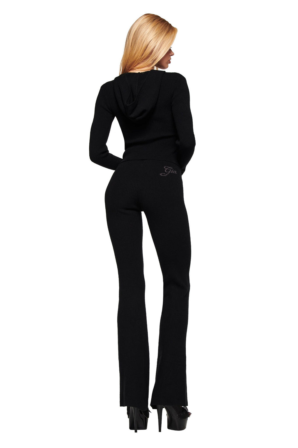 BLARE KNIT HOODIE - BLACK