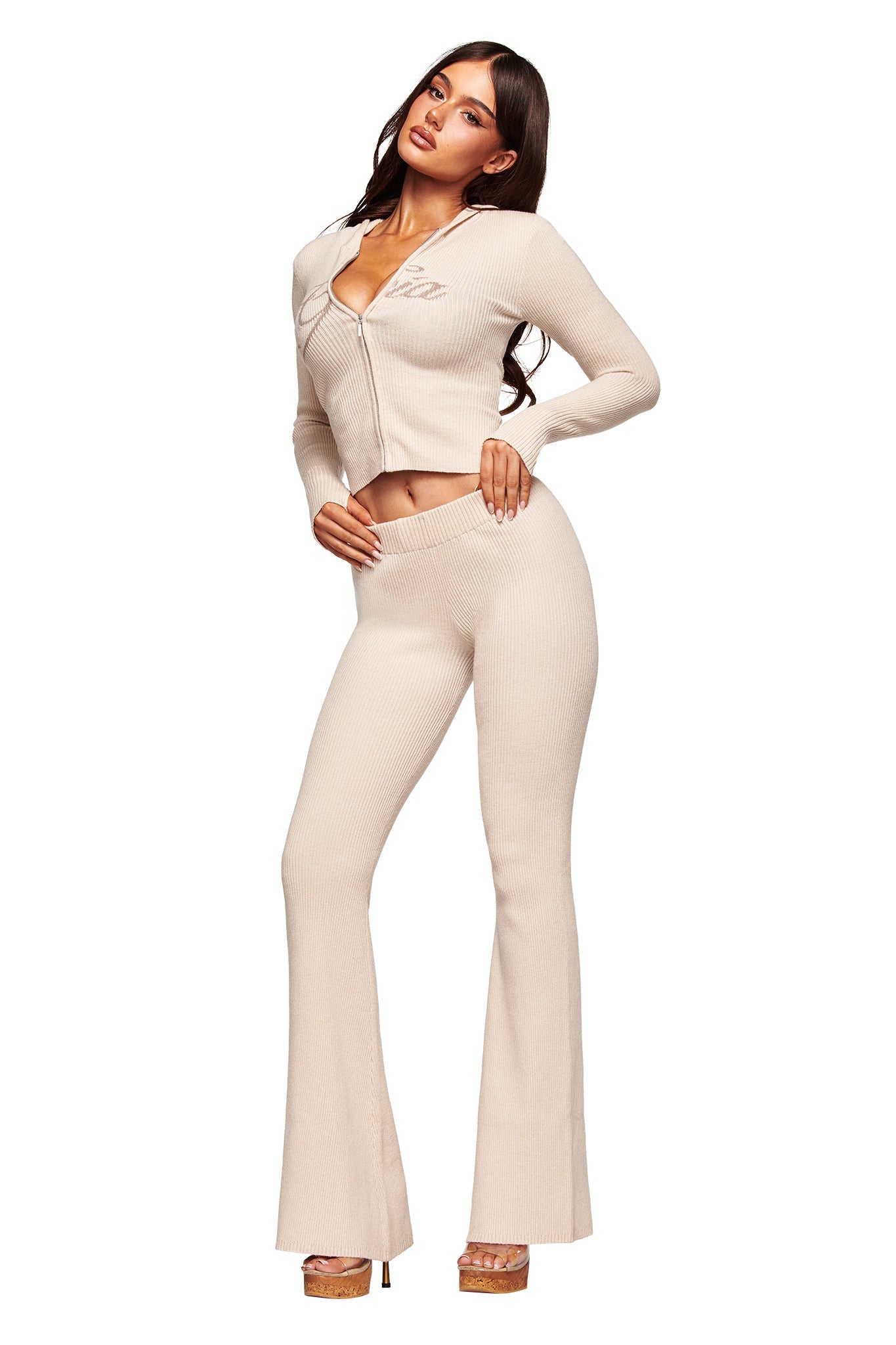 BLARE KNIT HOODIE - CREAM
