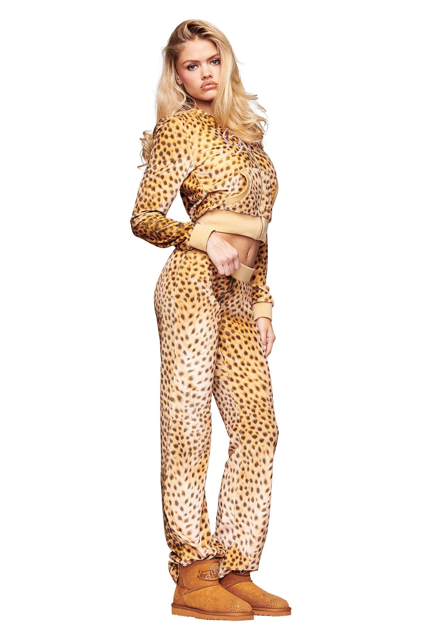 I.AM.GIA X VON DUTCH KAMERON VELOUR TRACKPANT - LEOPARD