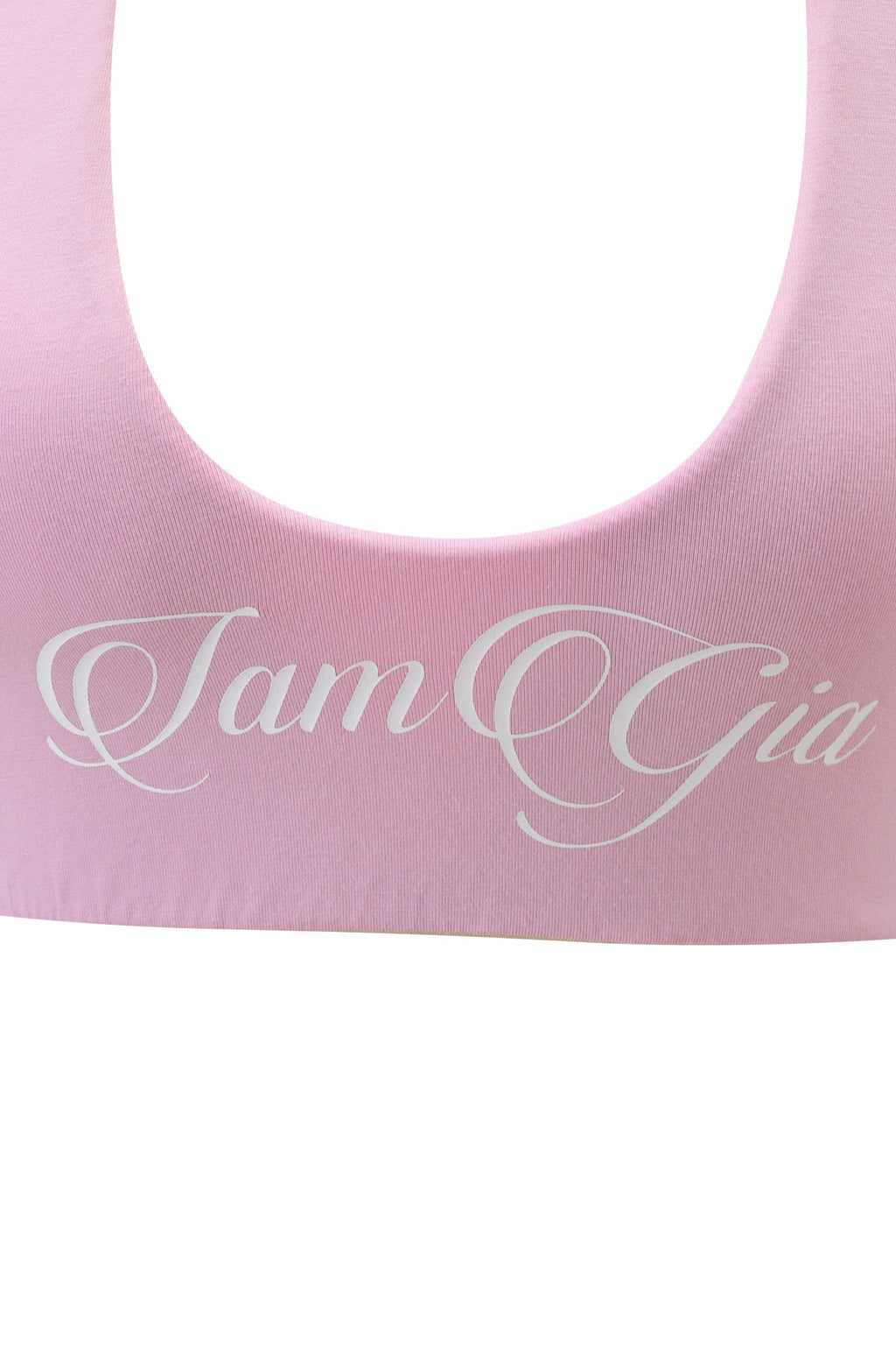 BLARE HALTER CROP TOP - BABY PINK AND WHITE