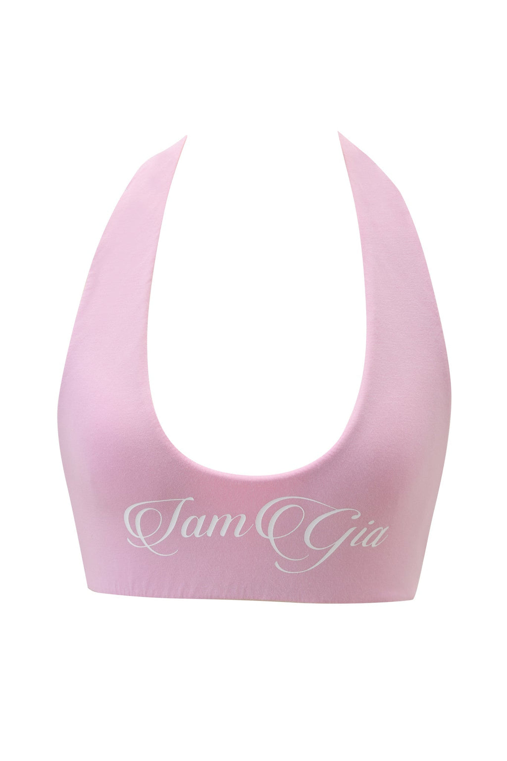BLARE HALTER CROP TOP - BABY PINK AND WHITE