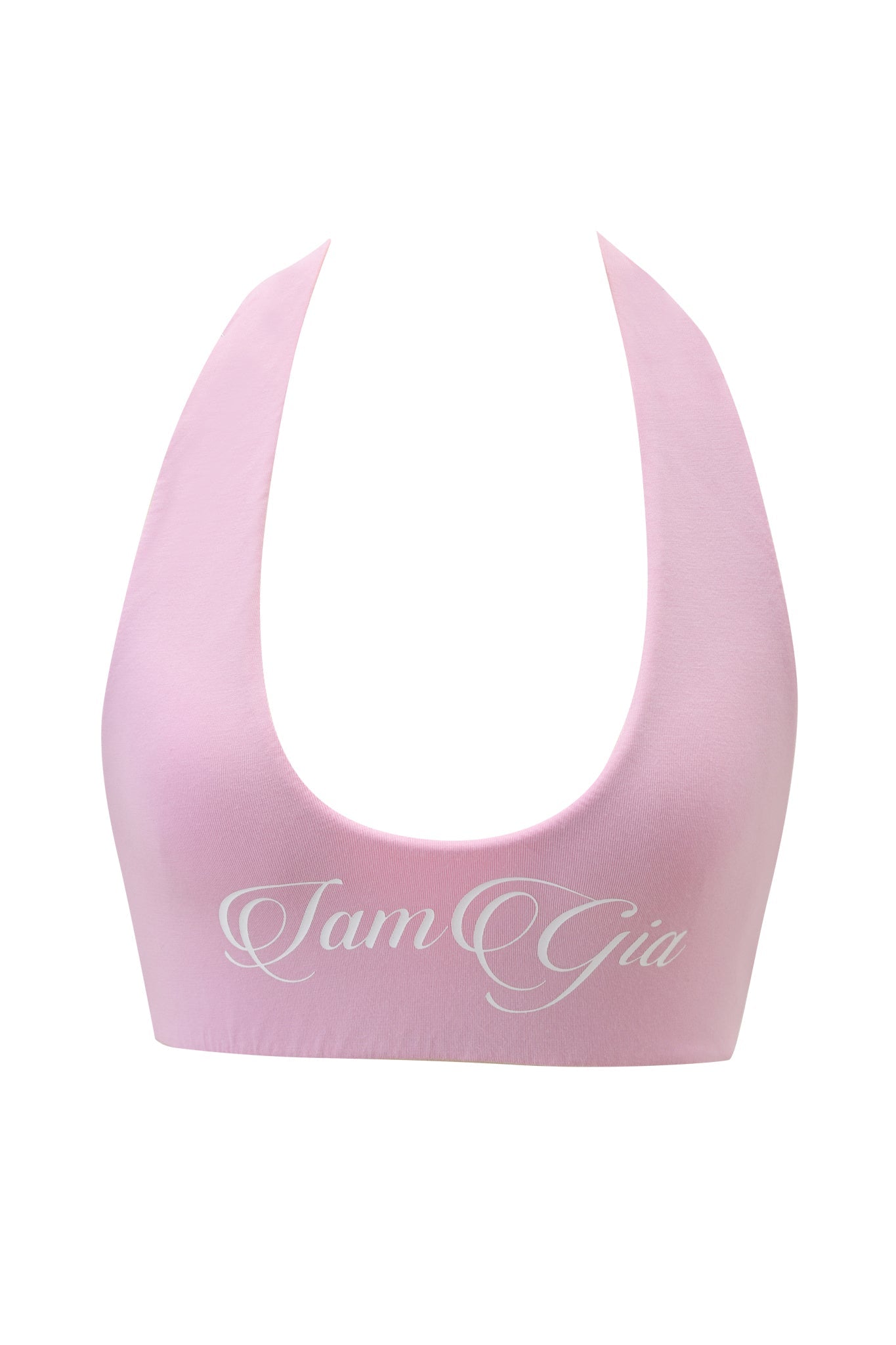 BLARE HALTER CROP TOP - BABY PINK AND WHITE