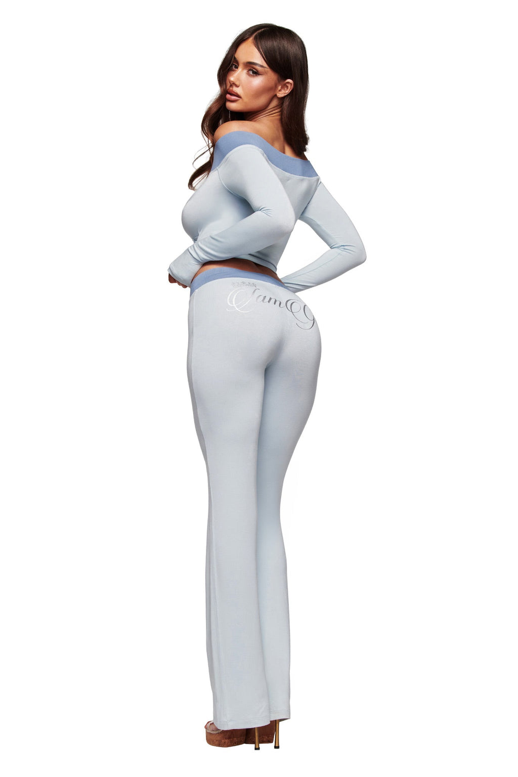 BLARE LOWER RISE TRACKPANT - TWO TONE POWDER BLUE