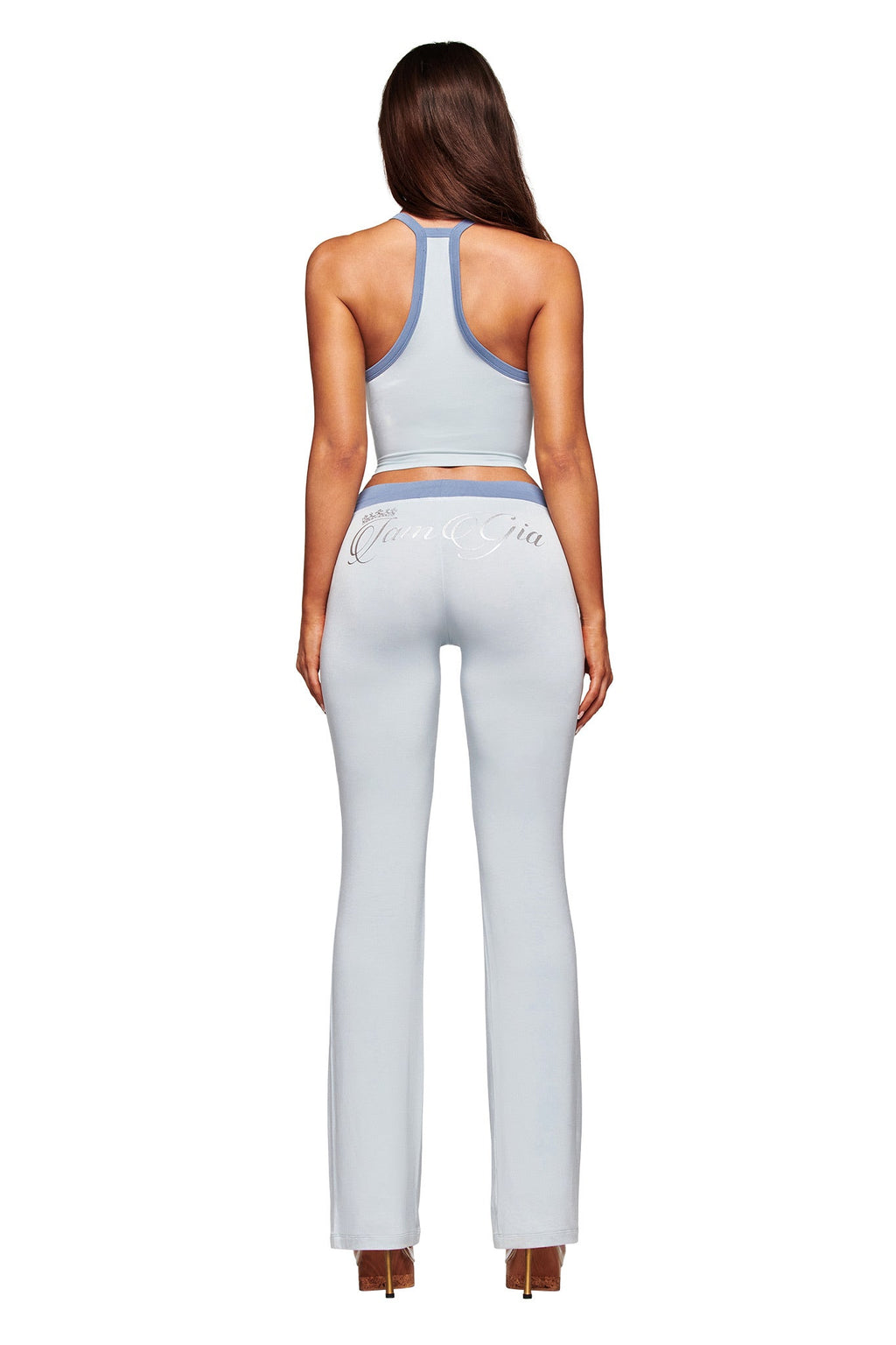 BLARE V-NECK TANK - TWO TONE POWDER BLUE