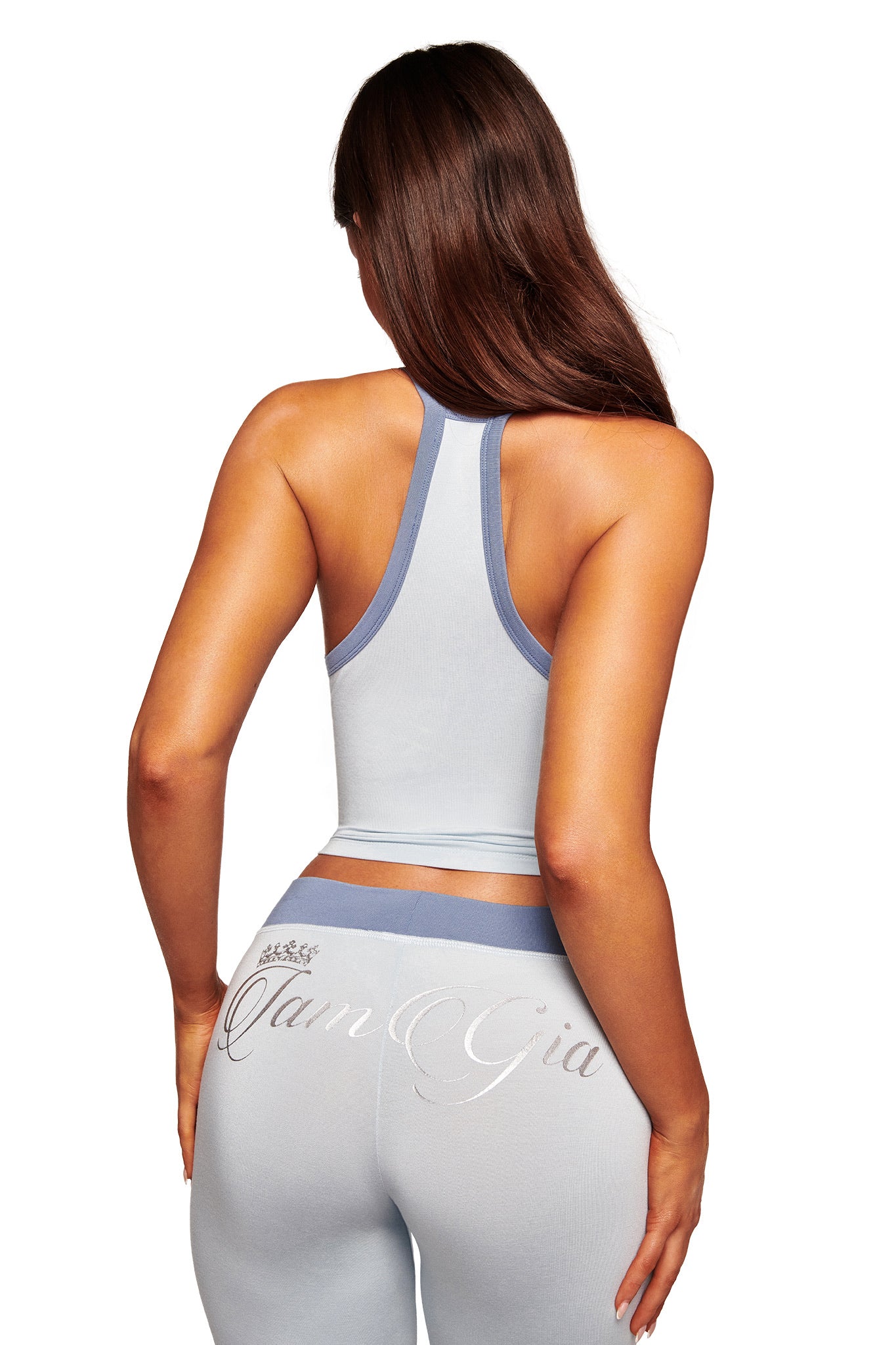 BLARE LOWER RISE TRACKPANT - TWO TONE POWDER BLUE