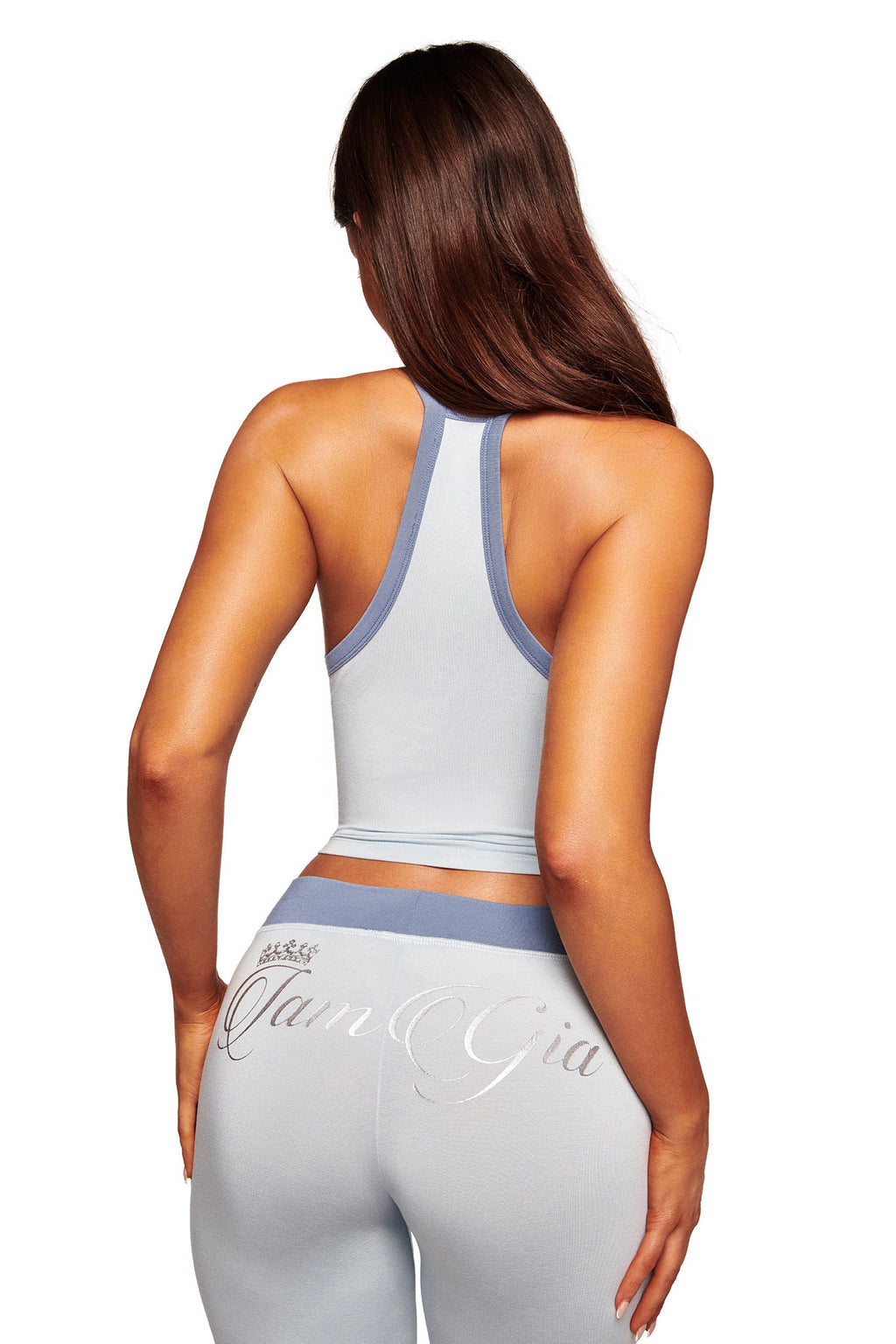BLARE V-NECK TANK - TWO TONE POWDER BLUE