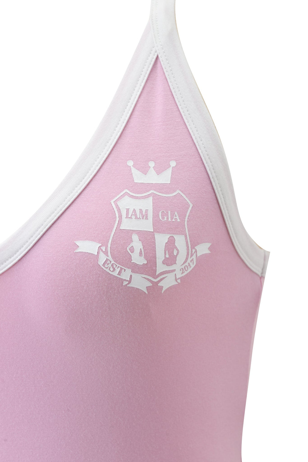 BLARE V-NECK TANK - BABY PINK AND WHITE