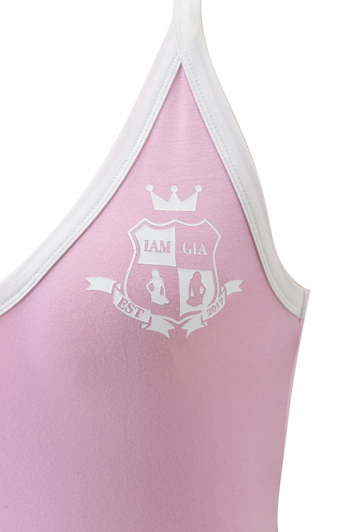 BLARE V-NECK TANK - BABY PINK AND WHITE
