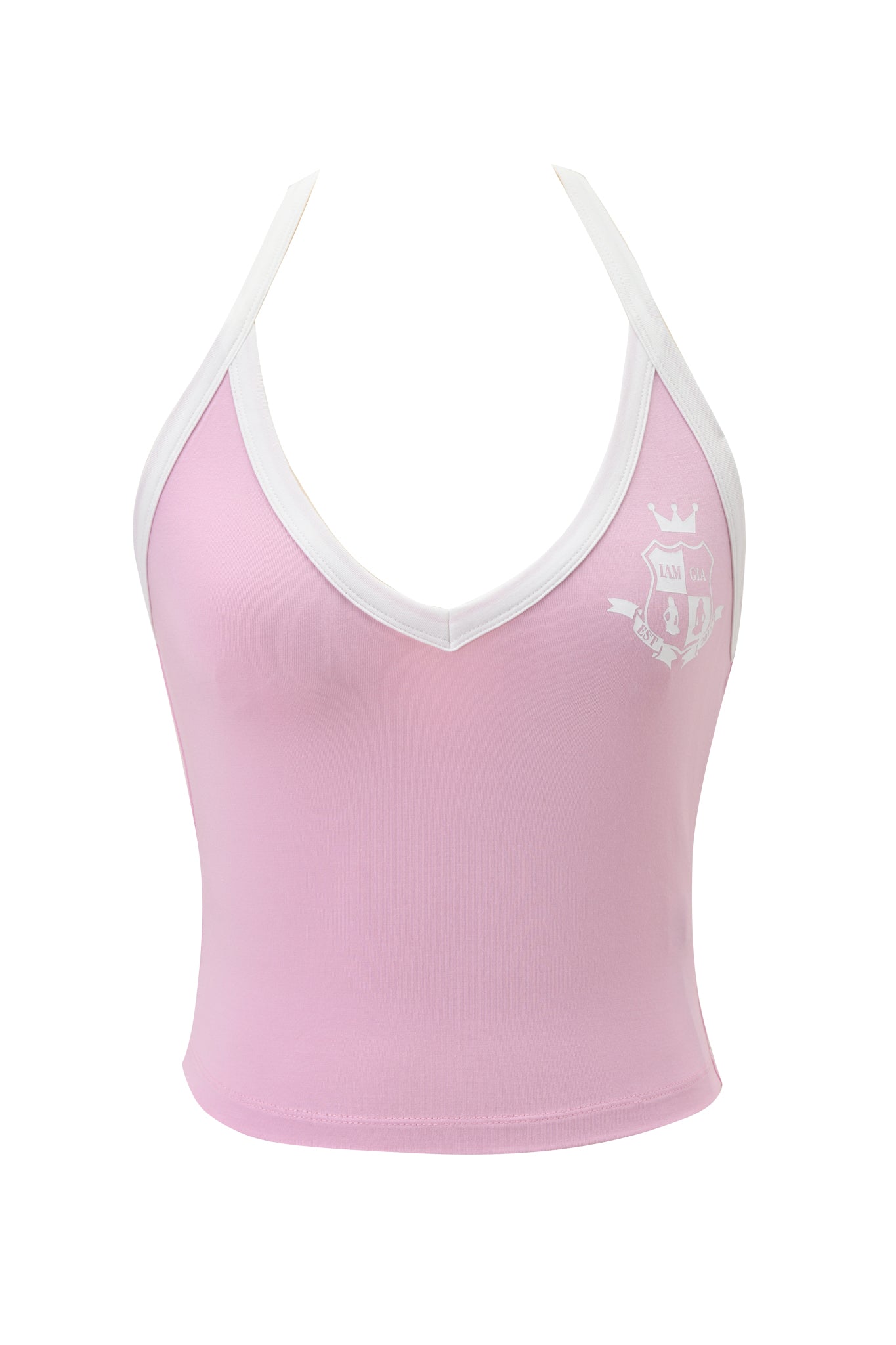 BLARE V-NECK TANK - BABY PINK AND WHITE