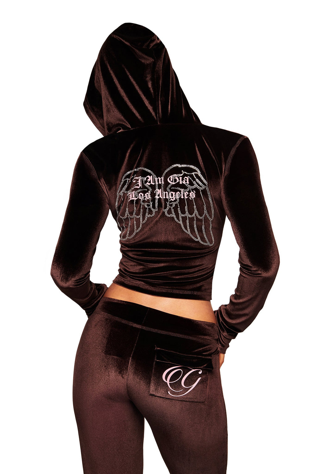 BLARE VELOUR POCKET HOODIE - CHOCOLATE