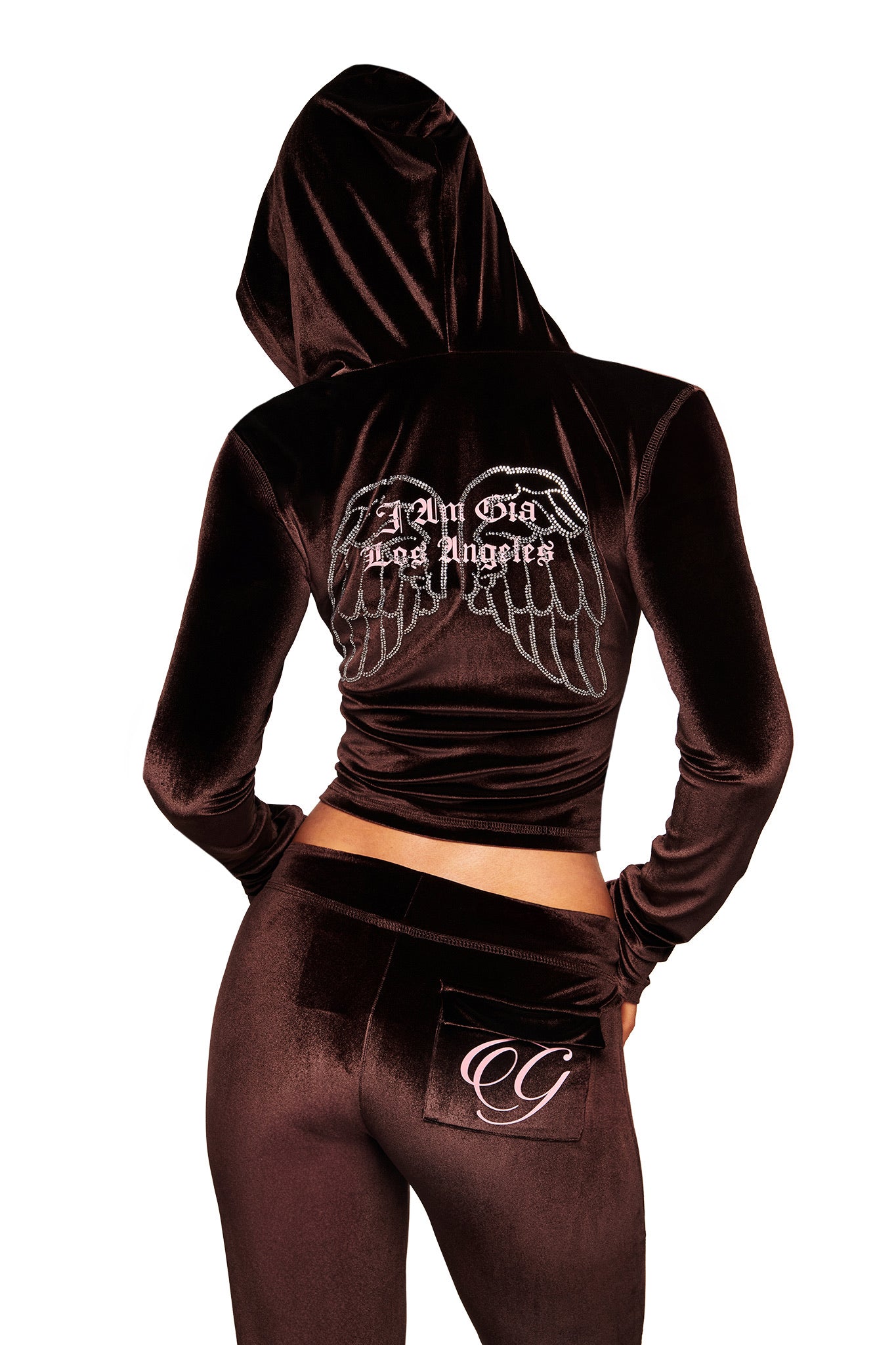 BLARE VELOUR POCKET HOODIE - CHOCOLATE