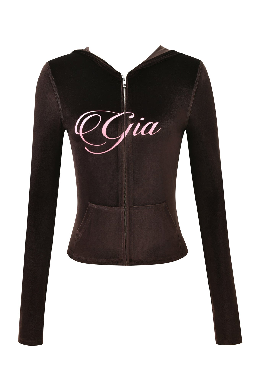 BLARE VELOUR POCKET HOODIE - CHOCOLATE