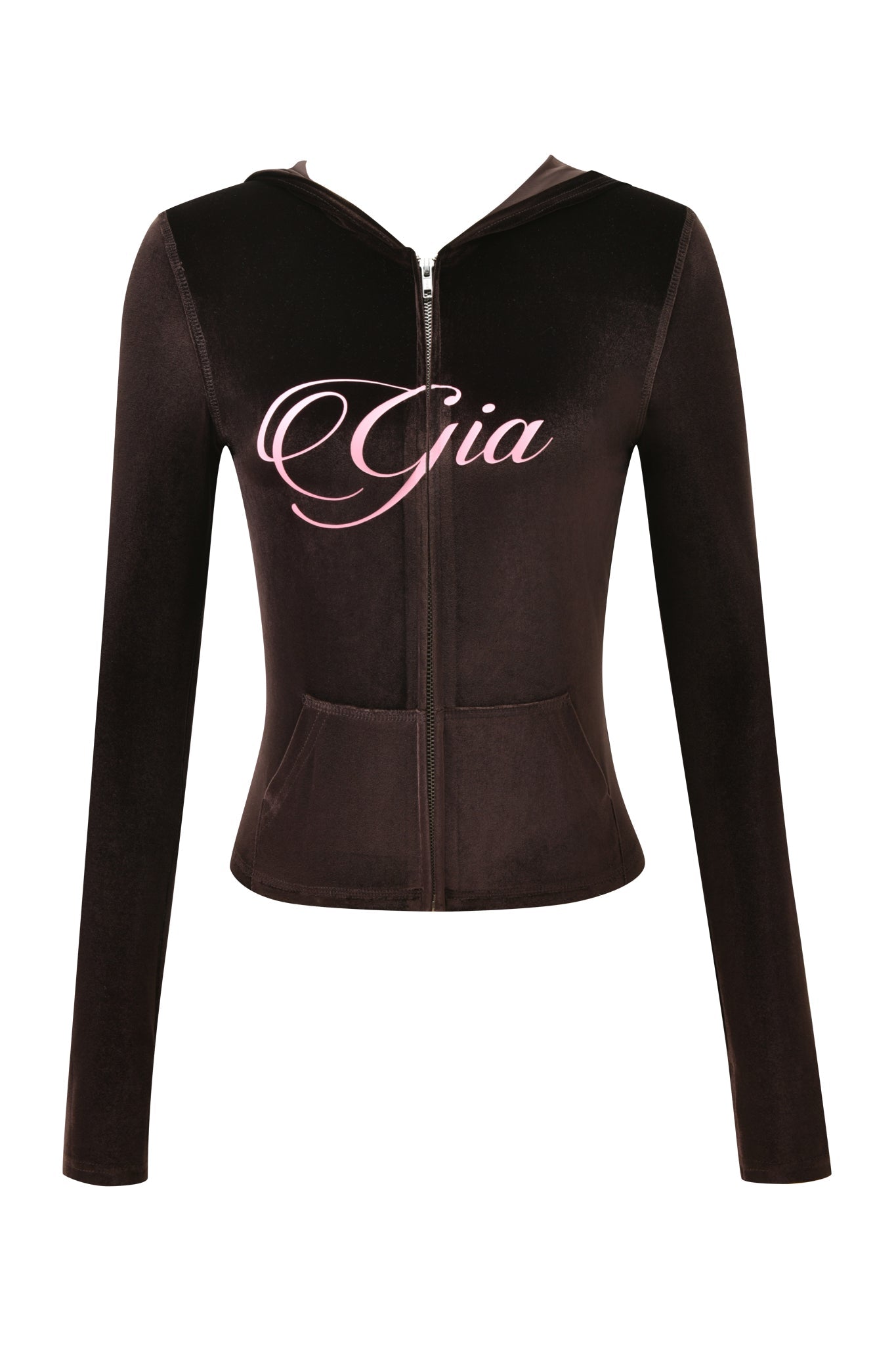 BLARE VELOUR POCKET HOODIE - CHOCOLATE