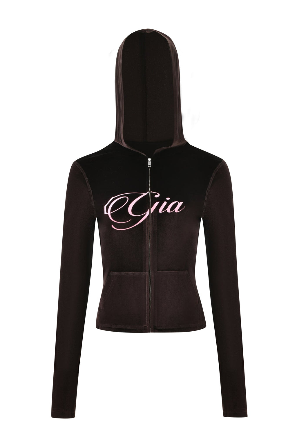 BLARE VELOUR POCKET HOODIE - CHOCOLATE