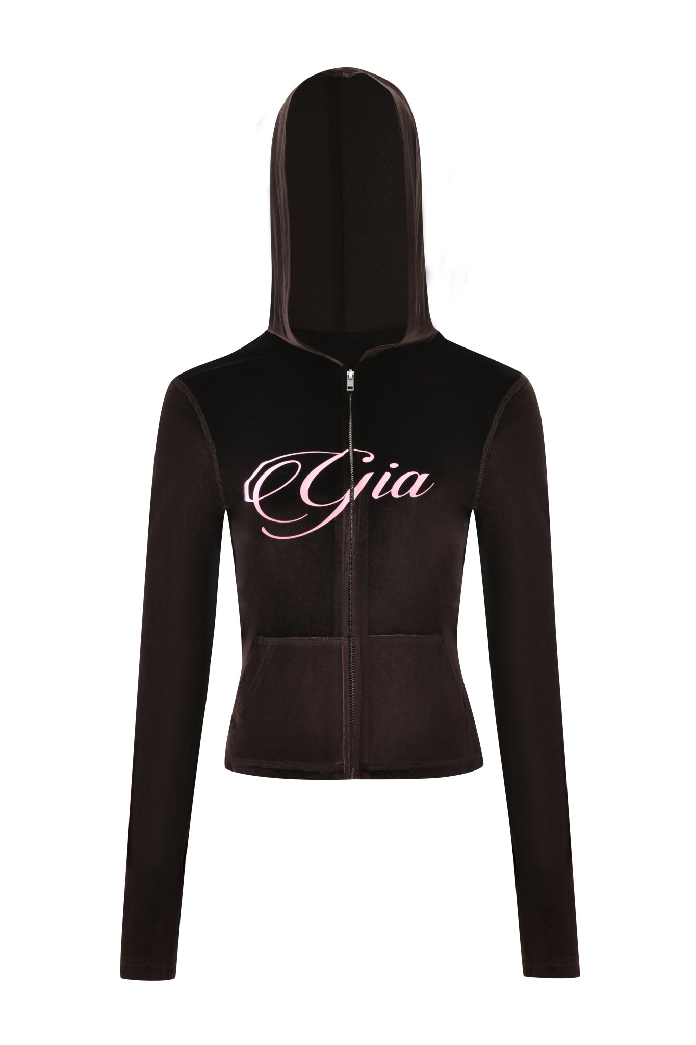 BLARE VELOUR POCKET HOODIE - CHOCOLATE