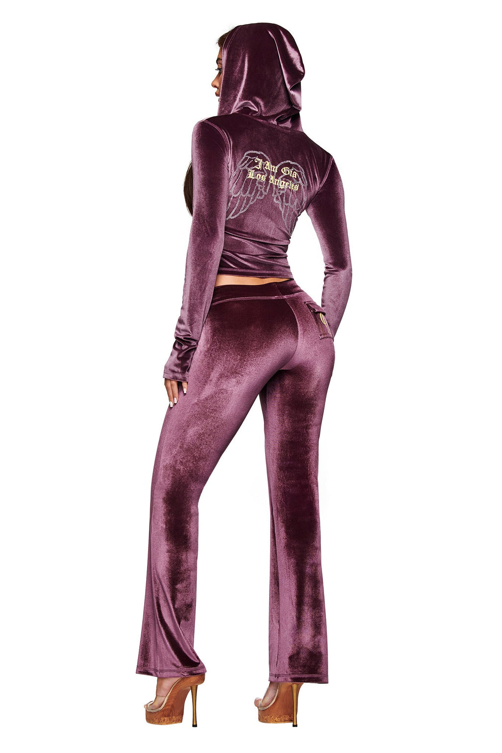 BLARE VELOUR POCKET HOODIE - PURPLE