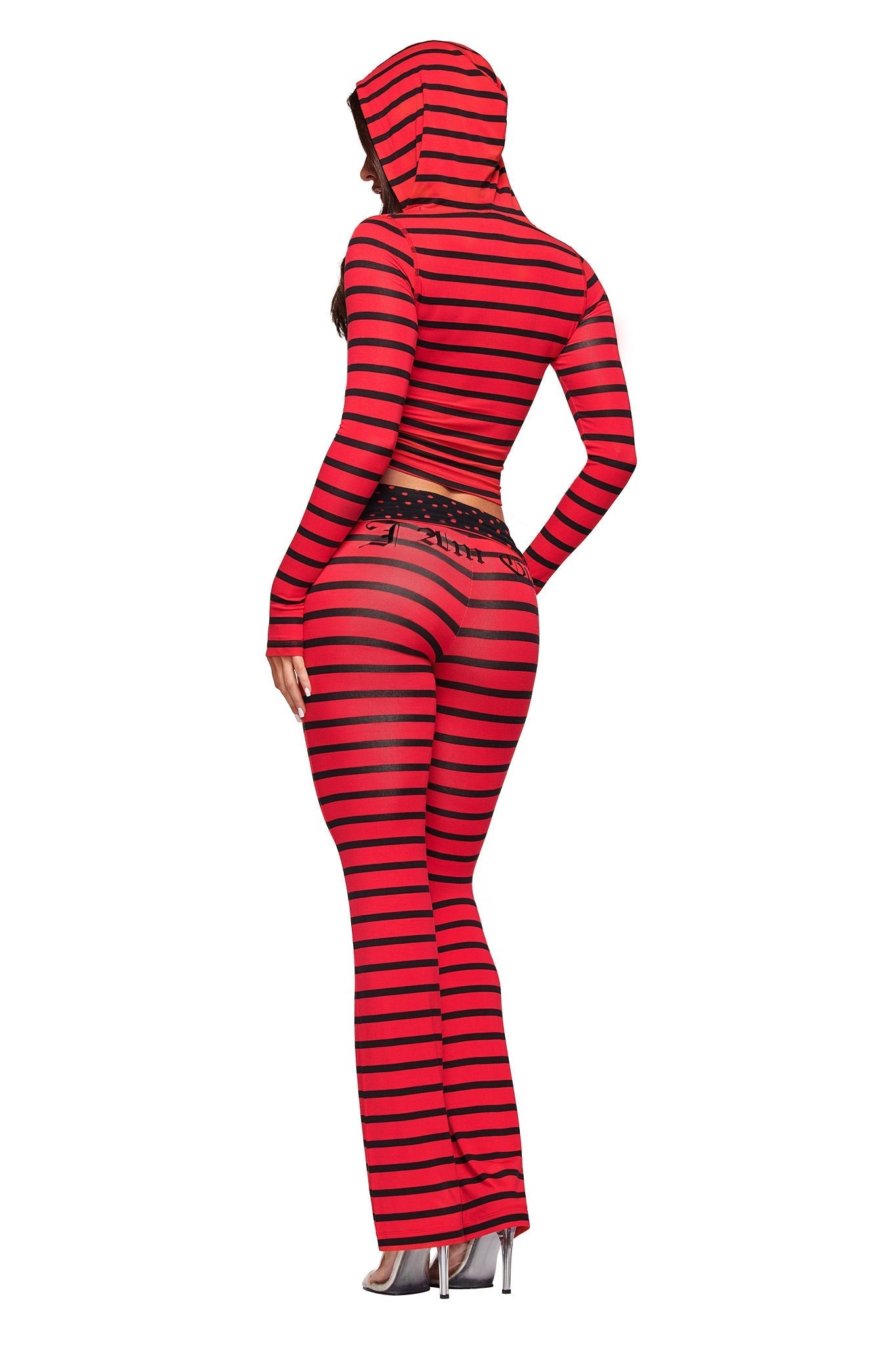 BLARE FOLDOVER TRACKPANT - RED AND BLACK STRIPE