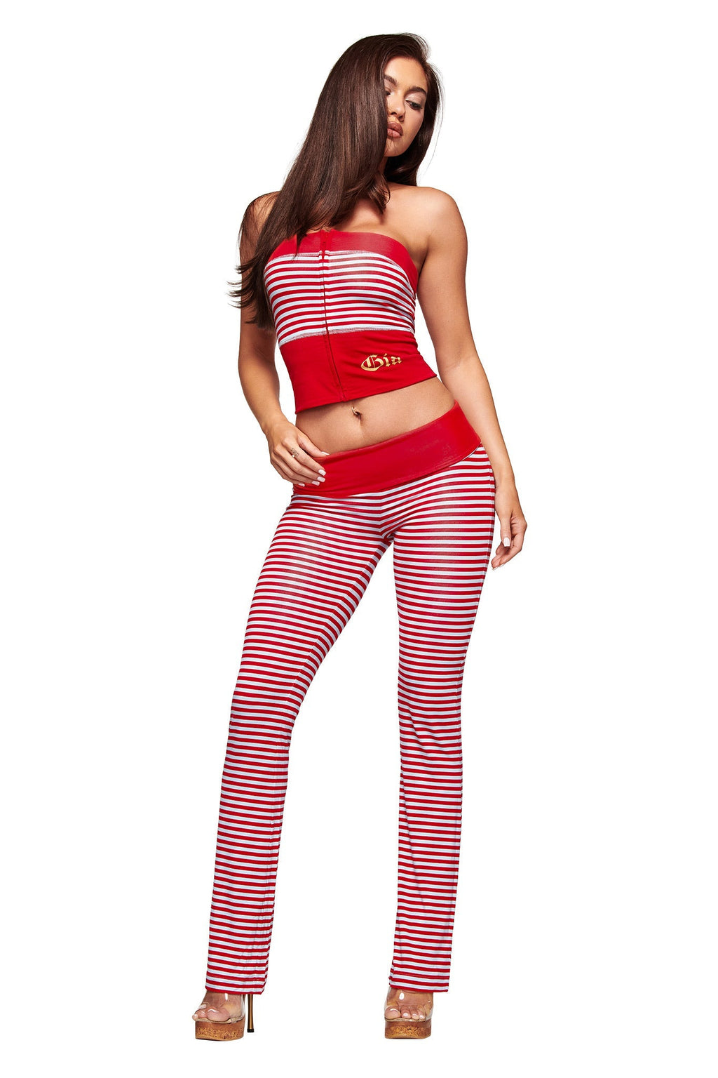 BLARE FOLDOVER TRACKPANT - RED AND BLUE STRIPE