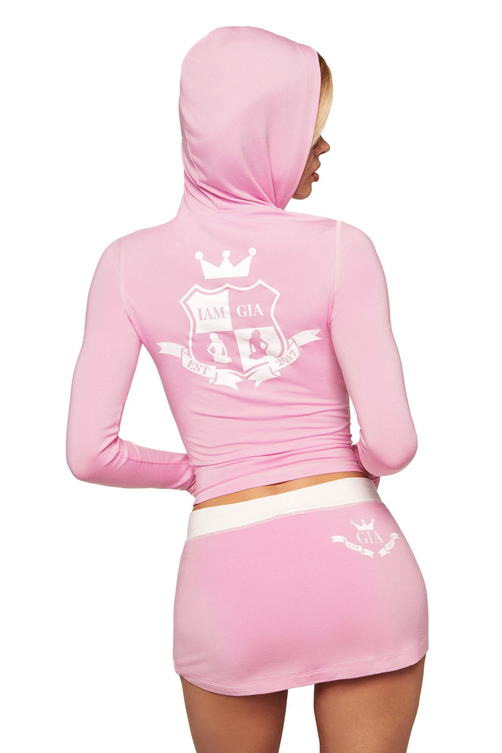 BLARE PIPING MICRO SKORT - BABY PINK AND WHITE