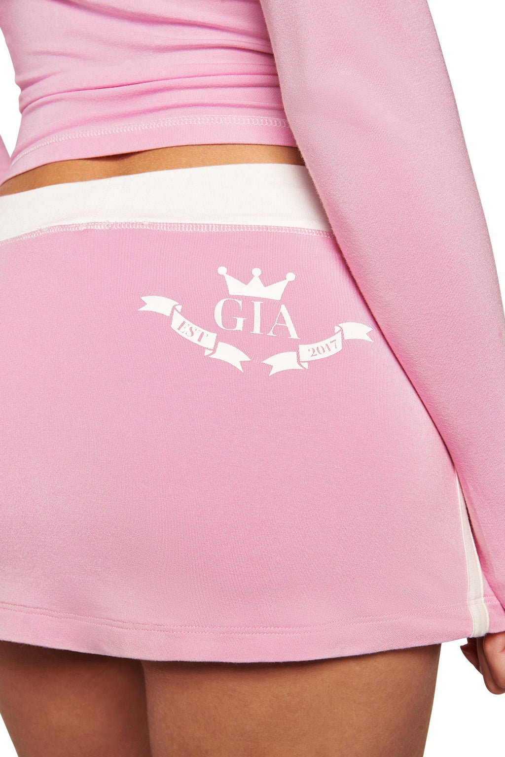 BLARE PIPING MICRO SKORT - BABY PINK AND WHITE