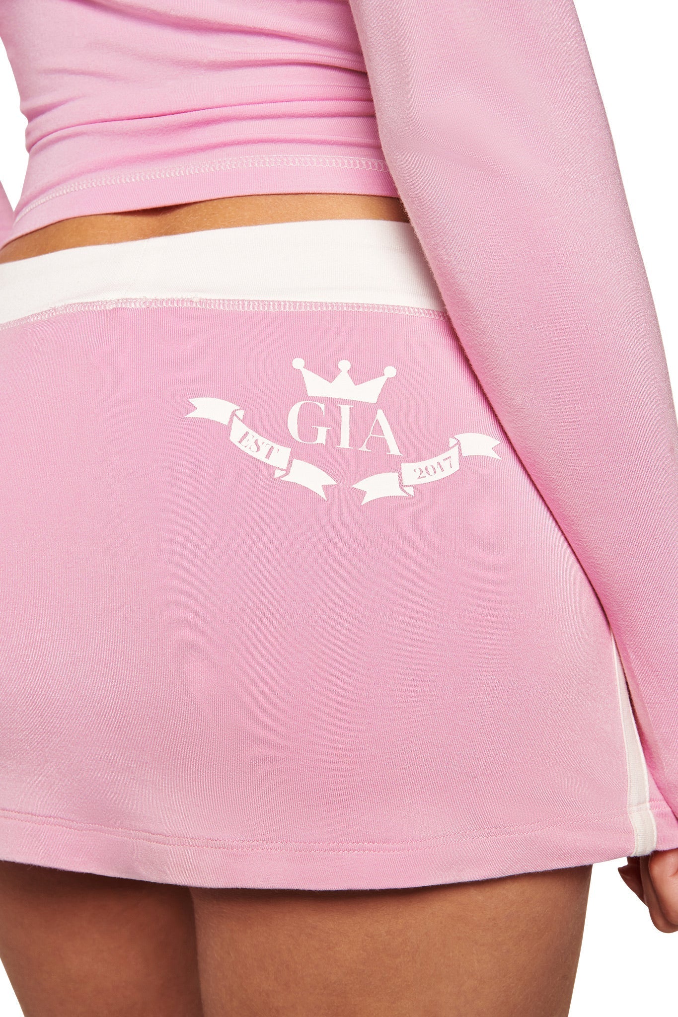 BLARE PIPING MICRO SKORT - BABY PINK AND WHITE