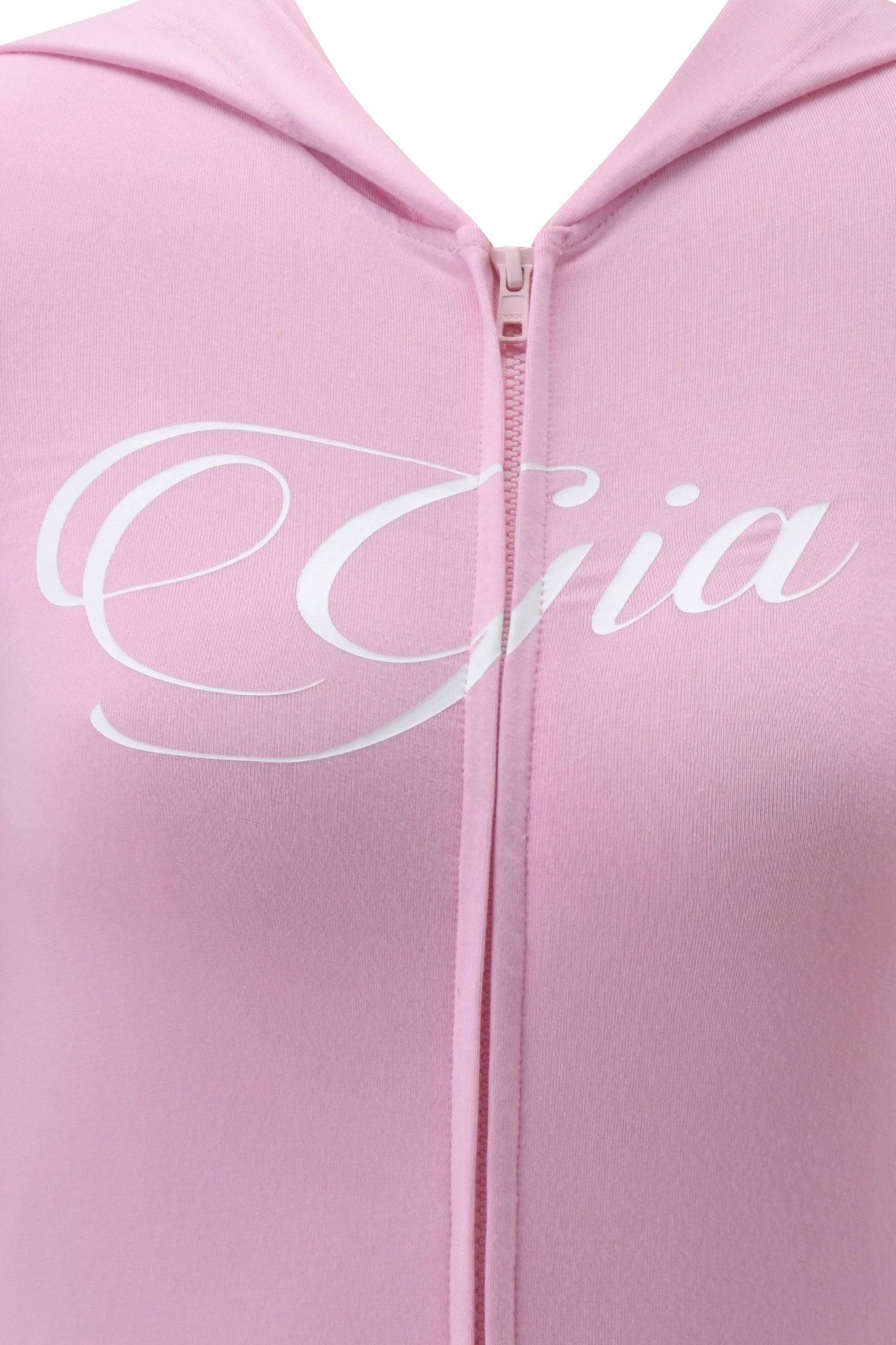 BLARE PIPING HOODIE - BABY PINK AND WHITE