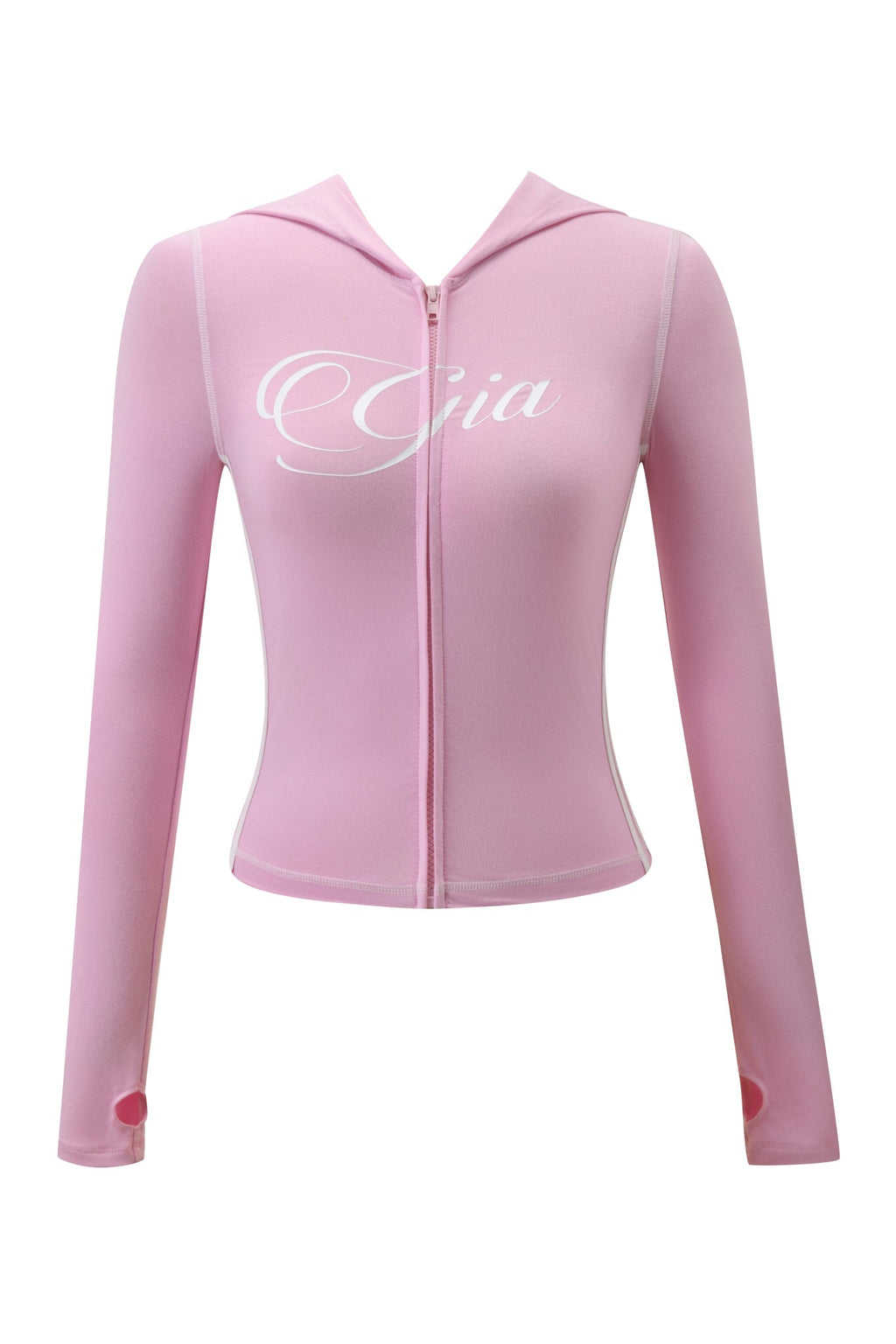 BLARE PIPING HOODIE - BABY PINK AND WHITE