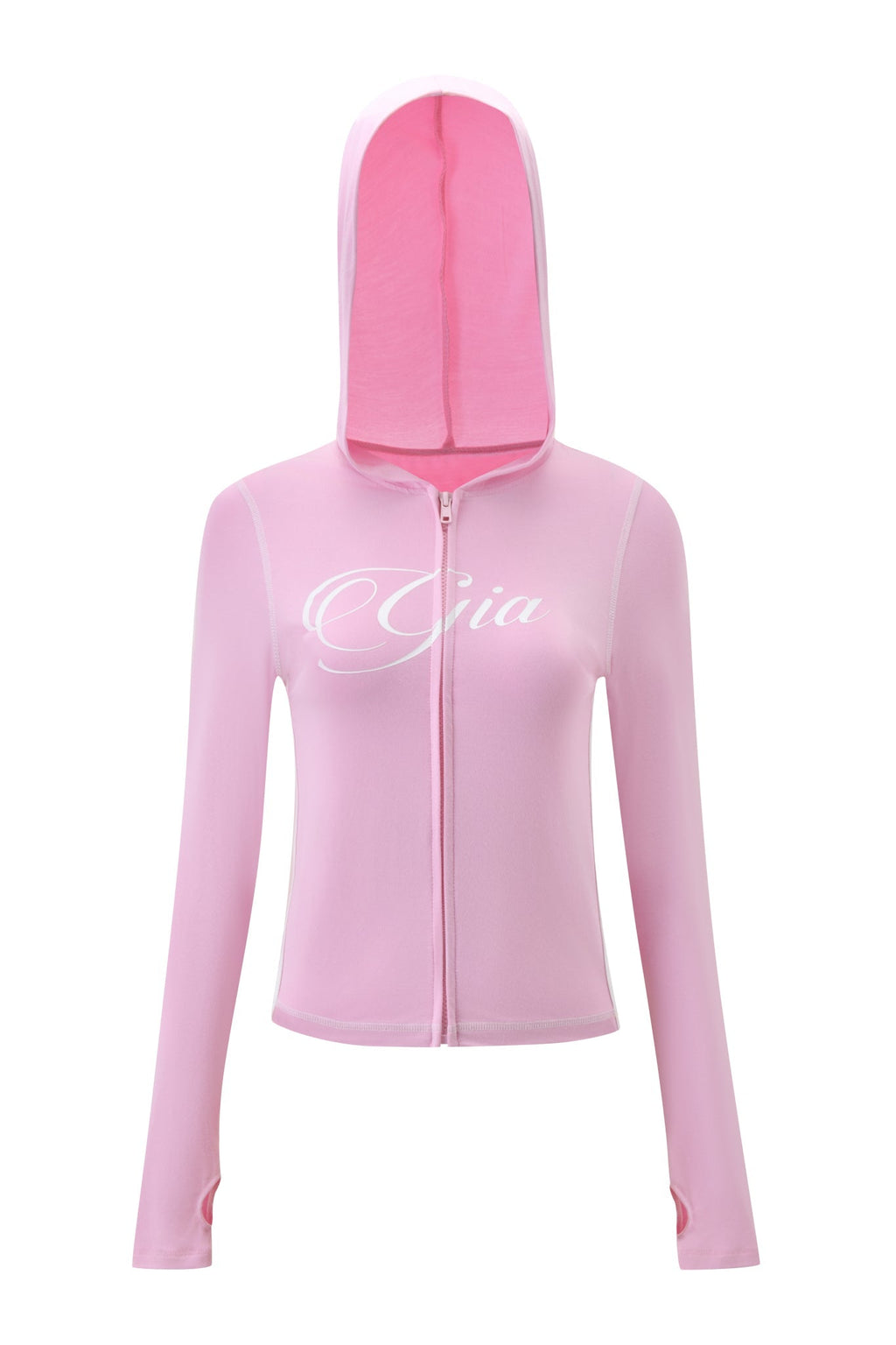 BLARE PIPING HOODIE - BABY PINK AND WHITE