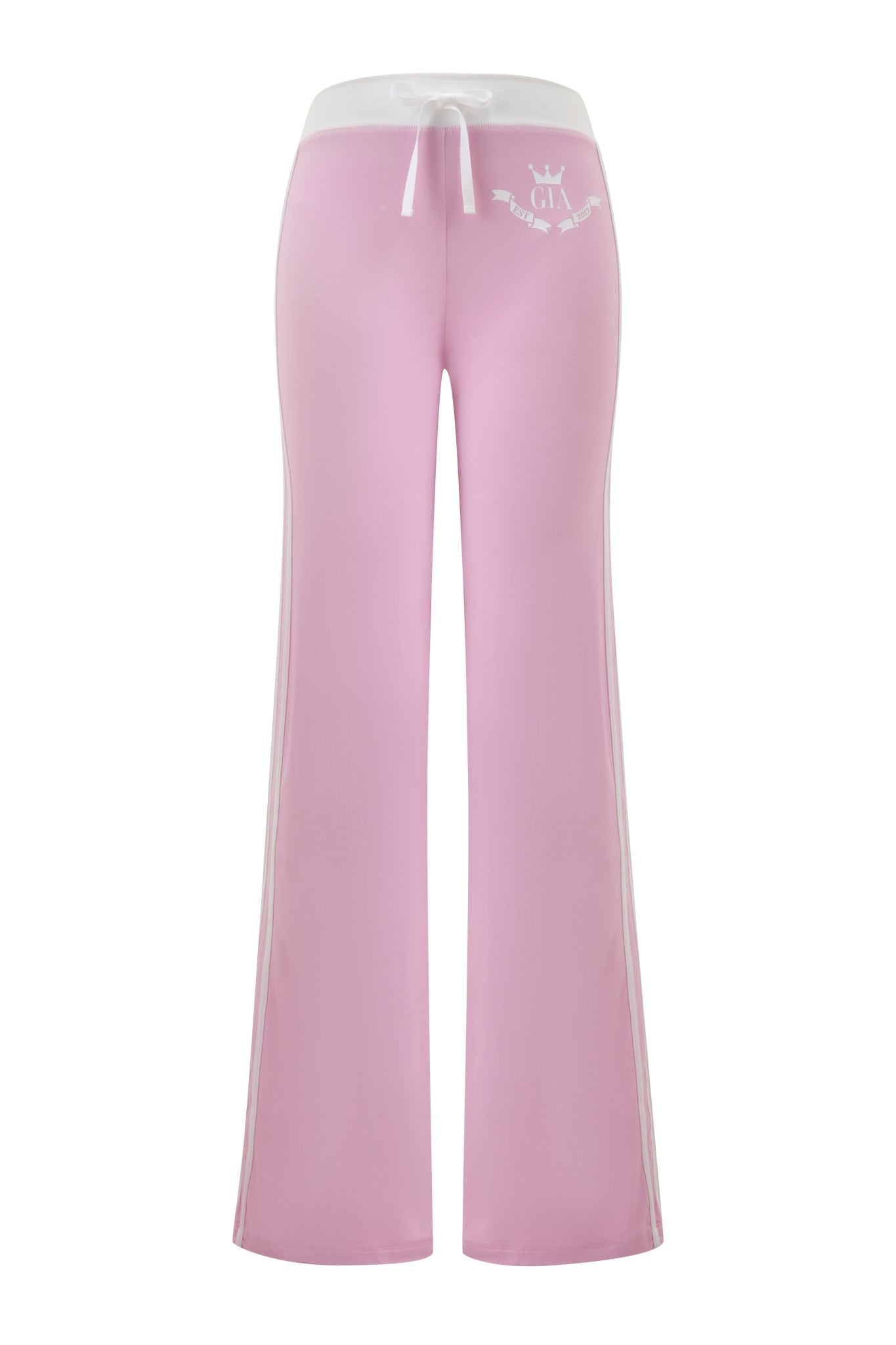 BLARE PIPING TRACKPANT - BABY PINK AND WHITE
