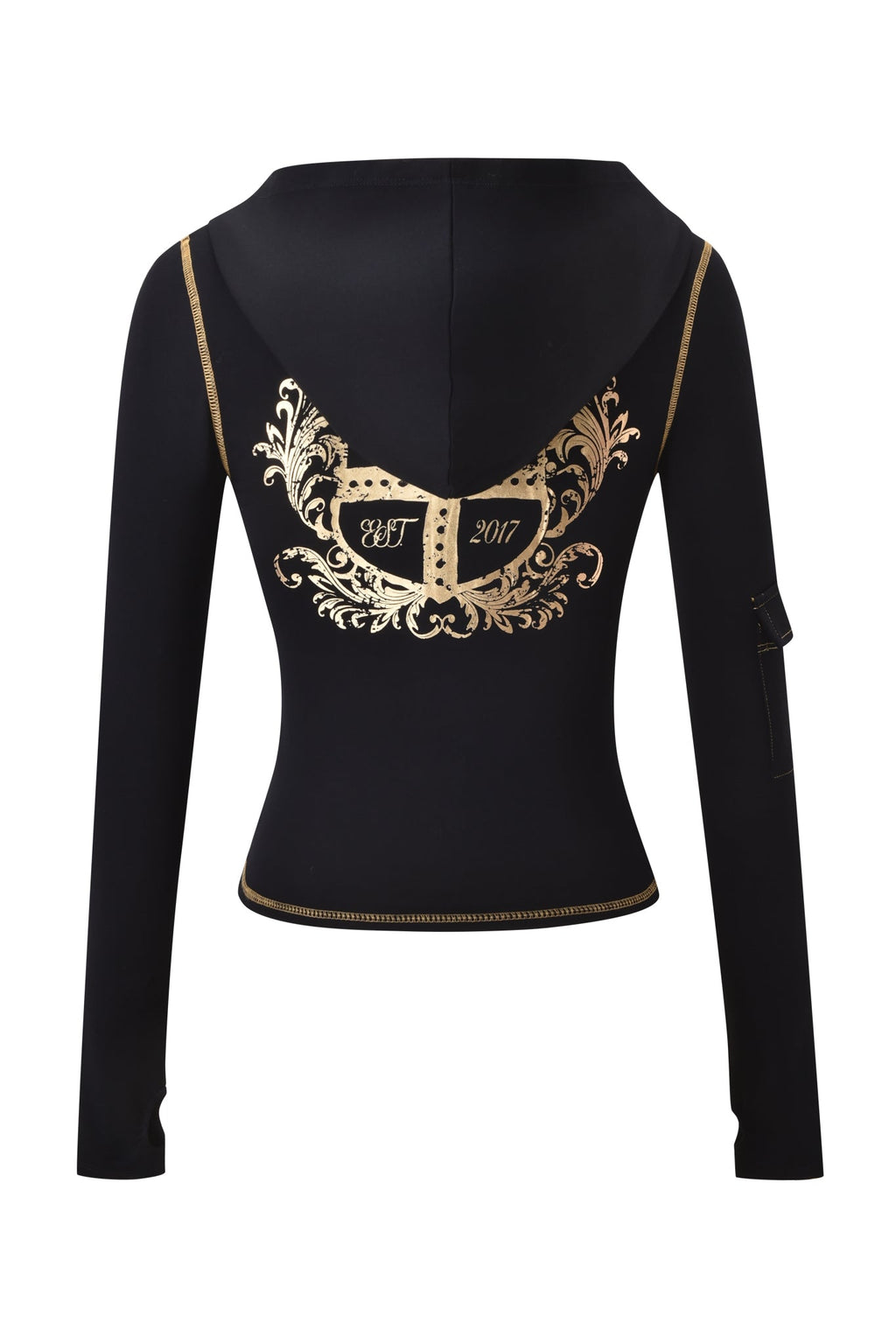 BLARE FORM MULTI POCKET HOODIE - BLACK AND GOLD