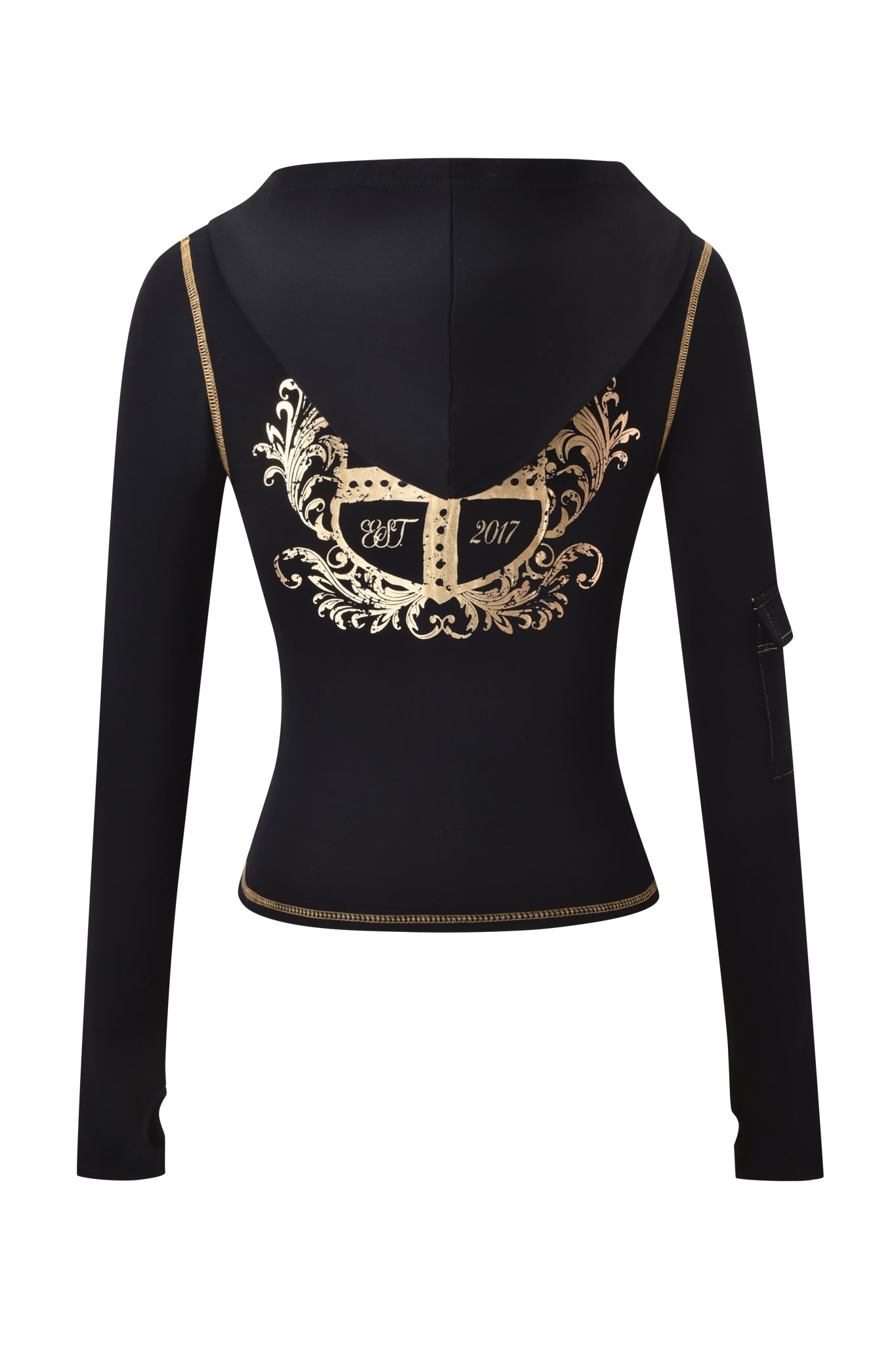 BLARE FORM MULTI POCKET HOODIE - BLACK AND GOLD