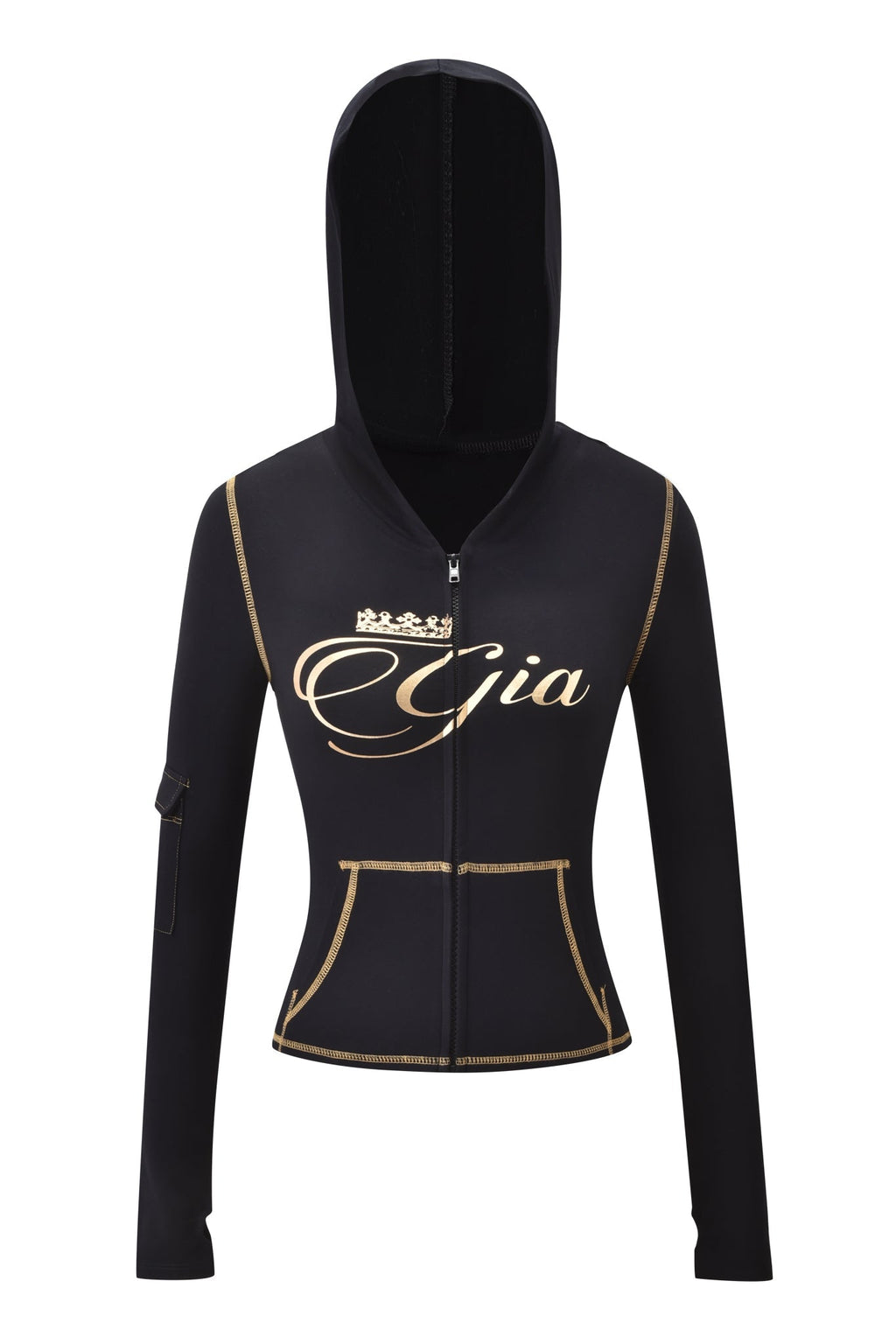 BLARE FORM MULTI POCKET HOODIE - BLACK AND GOLD