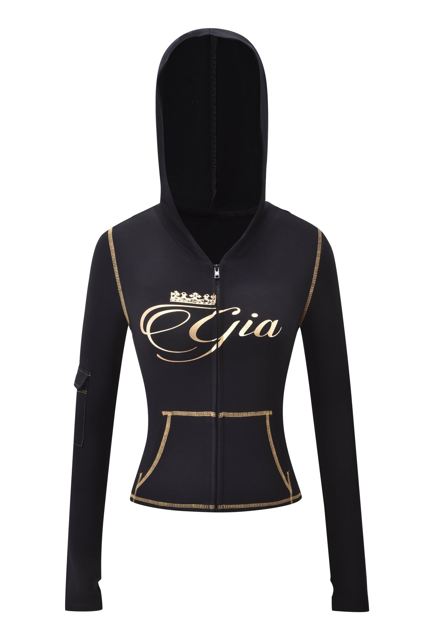 BLARE FORM MULTI POCKET HOODIE - BLACK AND GOLD