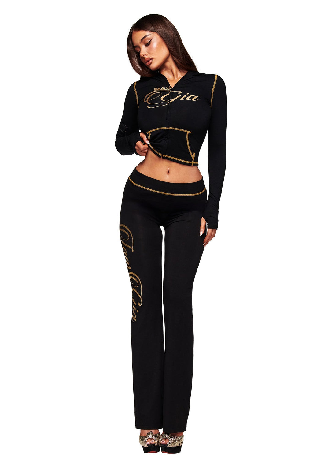 BLARE FORM MULTI POCKET HOODIE - BLACK AND GOLD