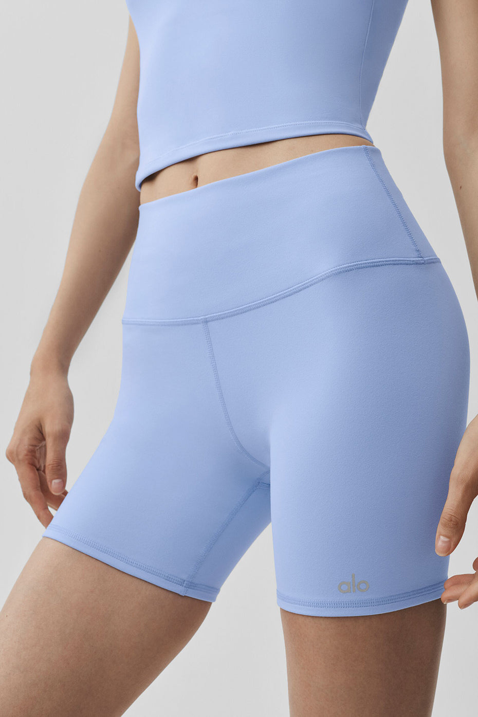 5" Airbrush High-Waist Biker Short - Light Provence Blue