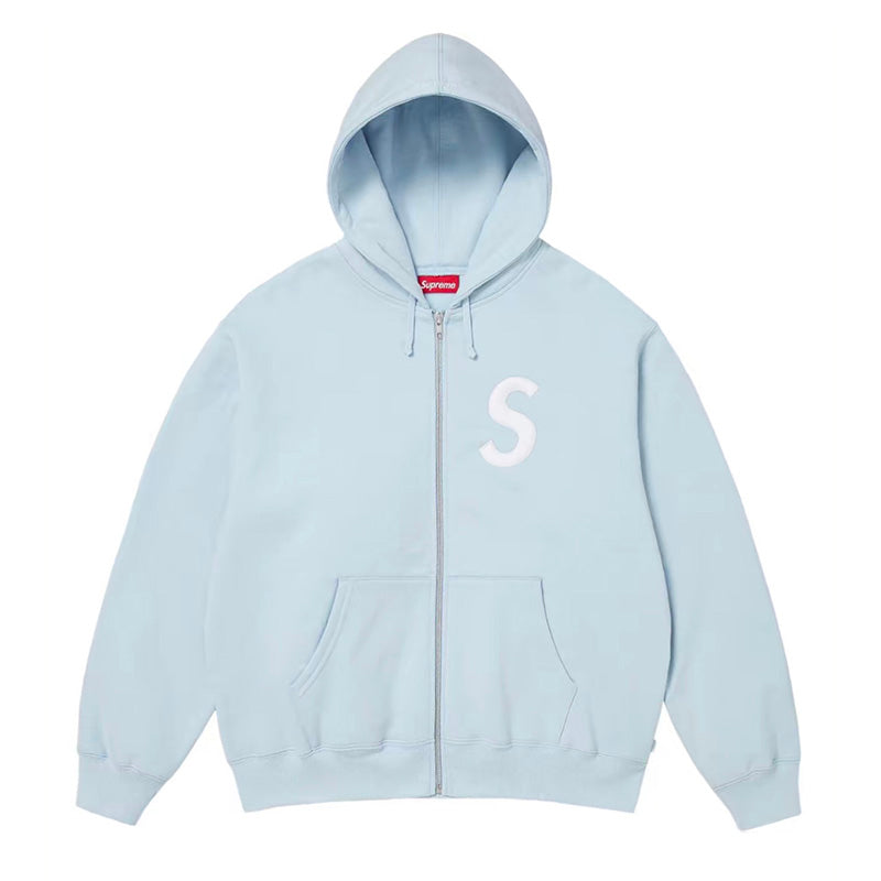 Supreme S Logo Zip Up Hooded Sweatshirt