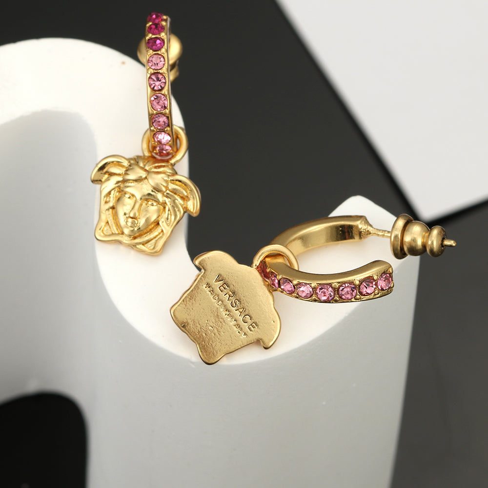 18K Ver Pink Crystals Earrings