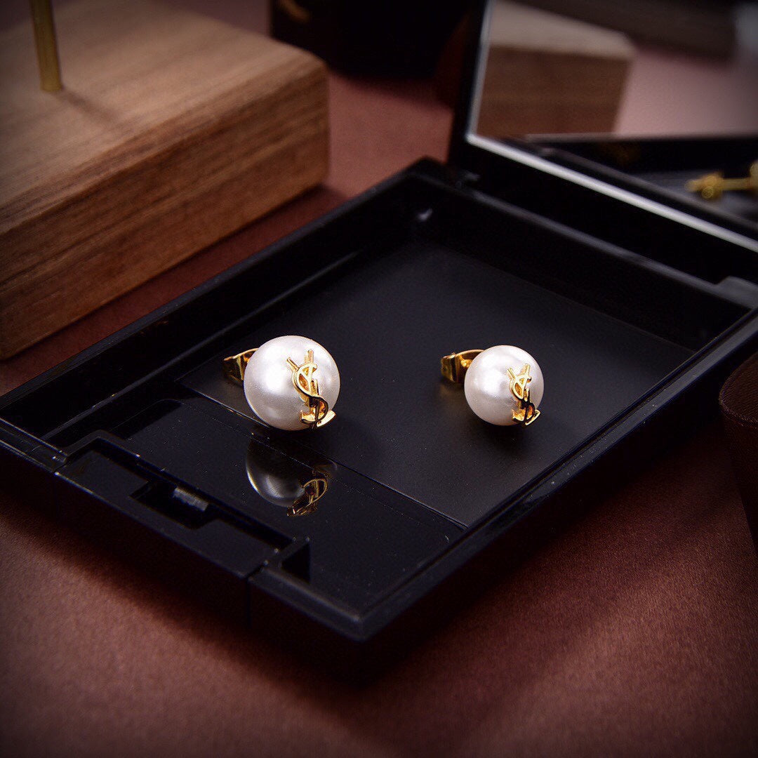18K YSL Pearl Earrings