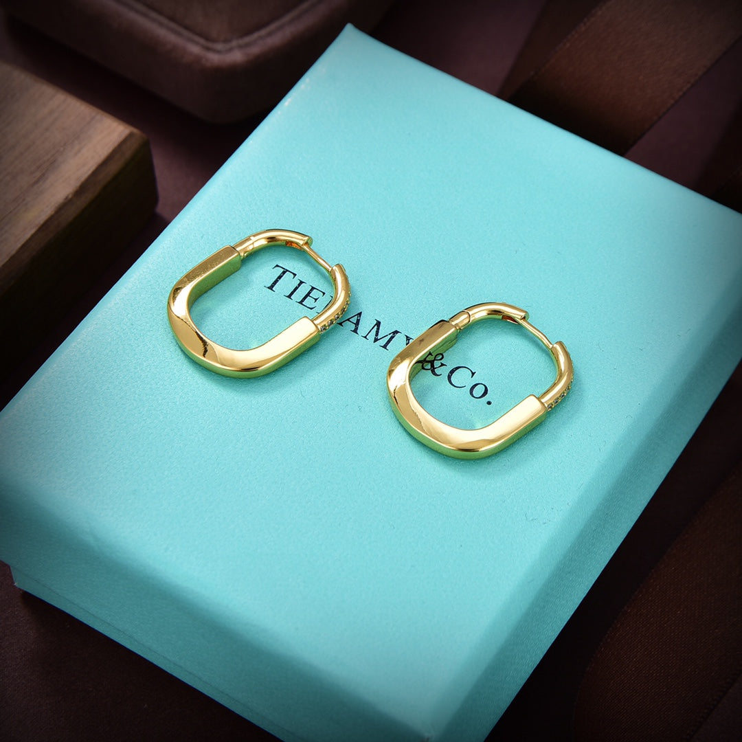 18K Tiffany Lock Diamonds Medium Earrings