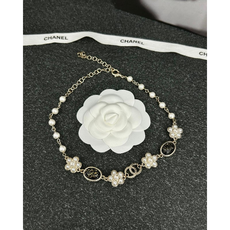 18K  Chanel Black & Orange Crystal Choker Necklace